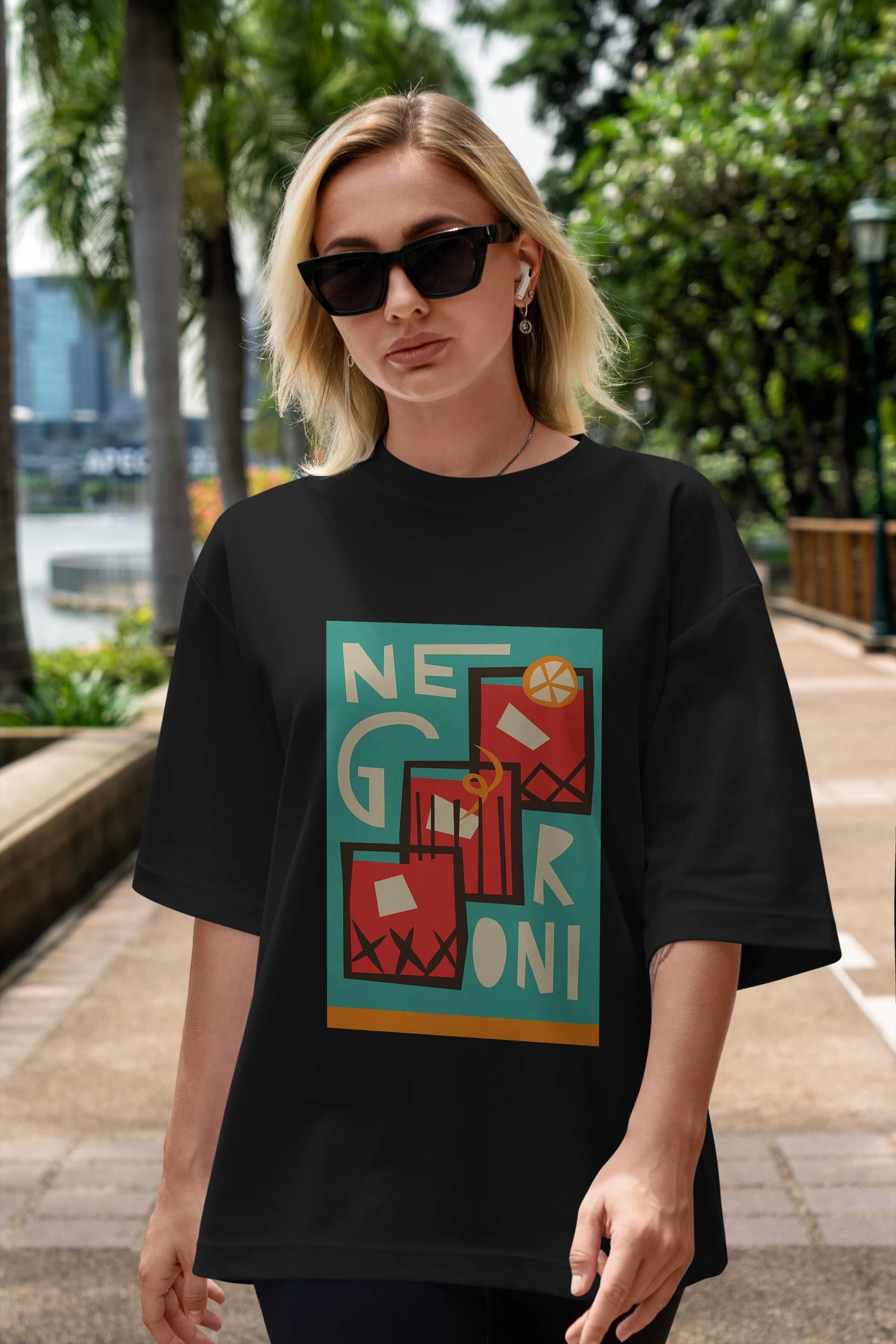 Negroni 3 Ön Baskılı Oversize t-shirt Erkek Kadın Unisex %100 Pamuk Bisiklet Yaka tişort
