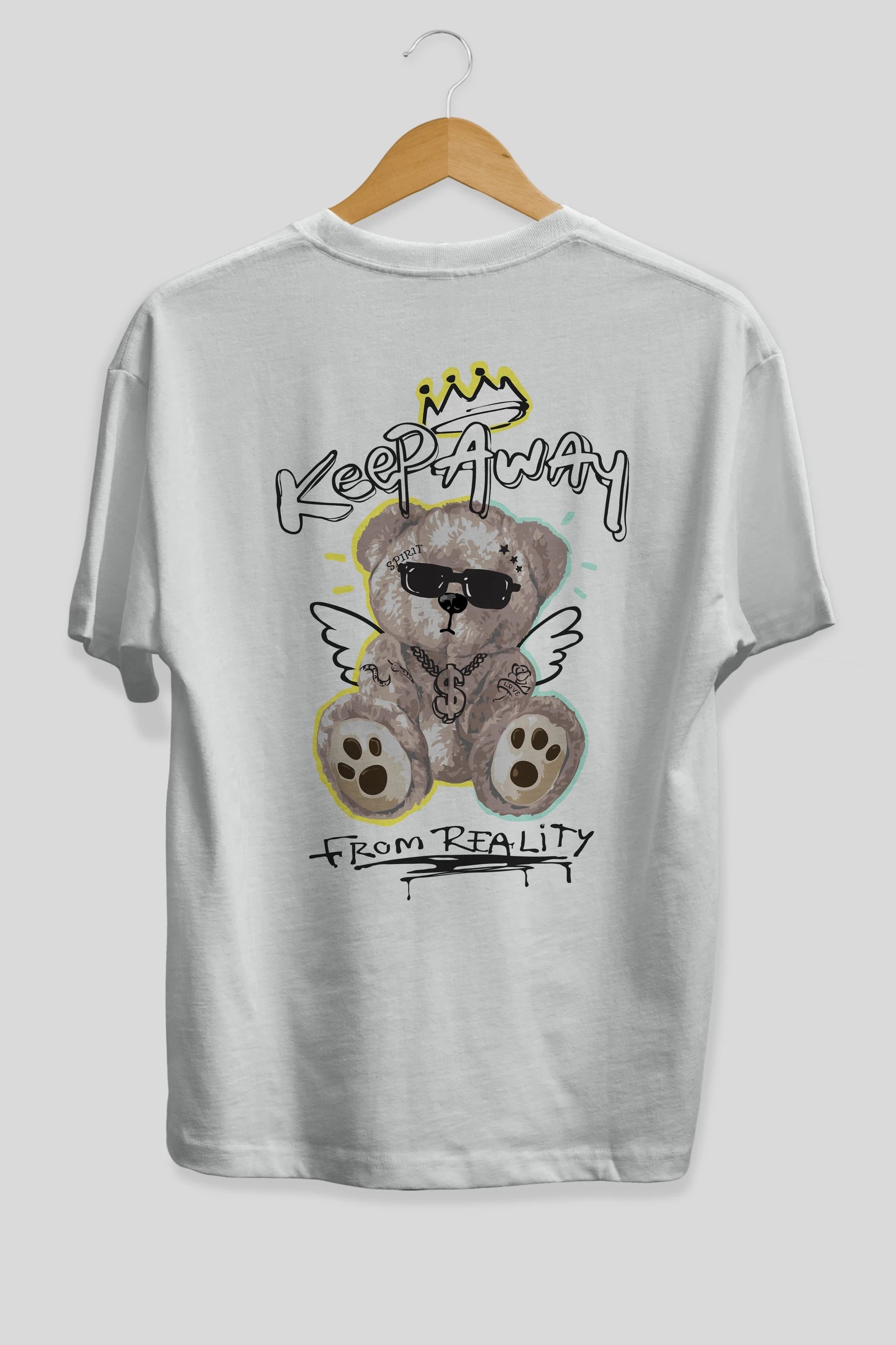 Keep Away Bear 2 Arka Baskılı Oversize t-shirt Erkek Kadın Unisex
