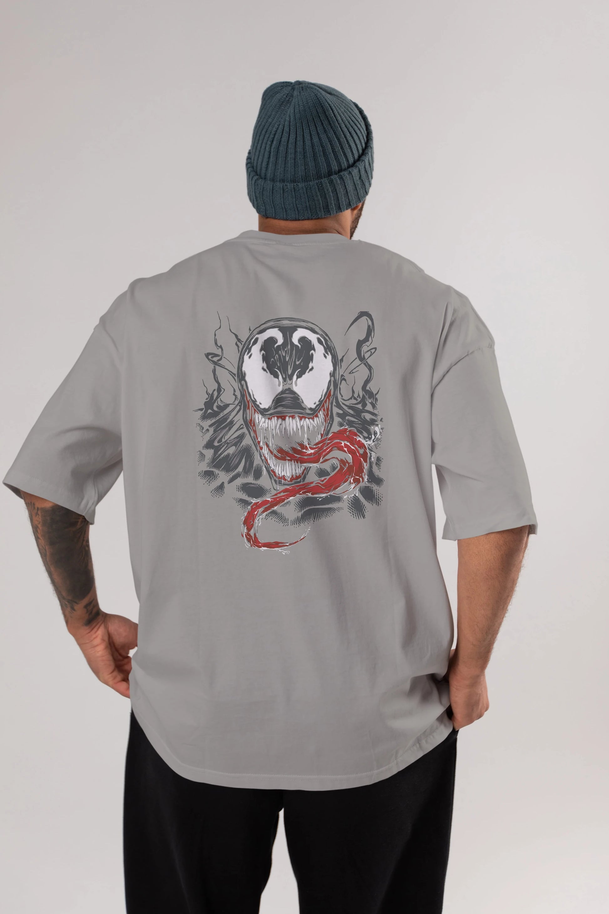 Venom (18) Arka Baskılı Oversize t-shirt Erkek Kadın Unisex %100 Pamuk Bisiklet Yaka tişort