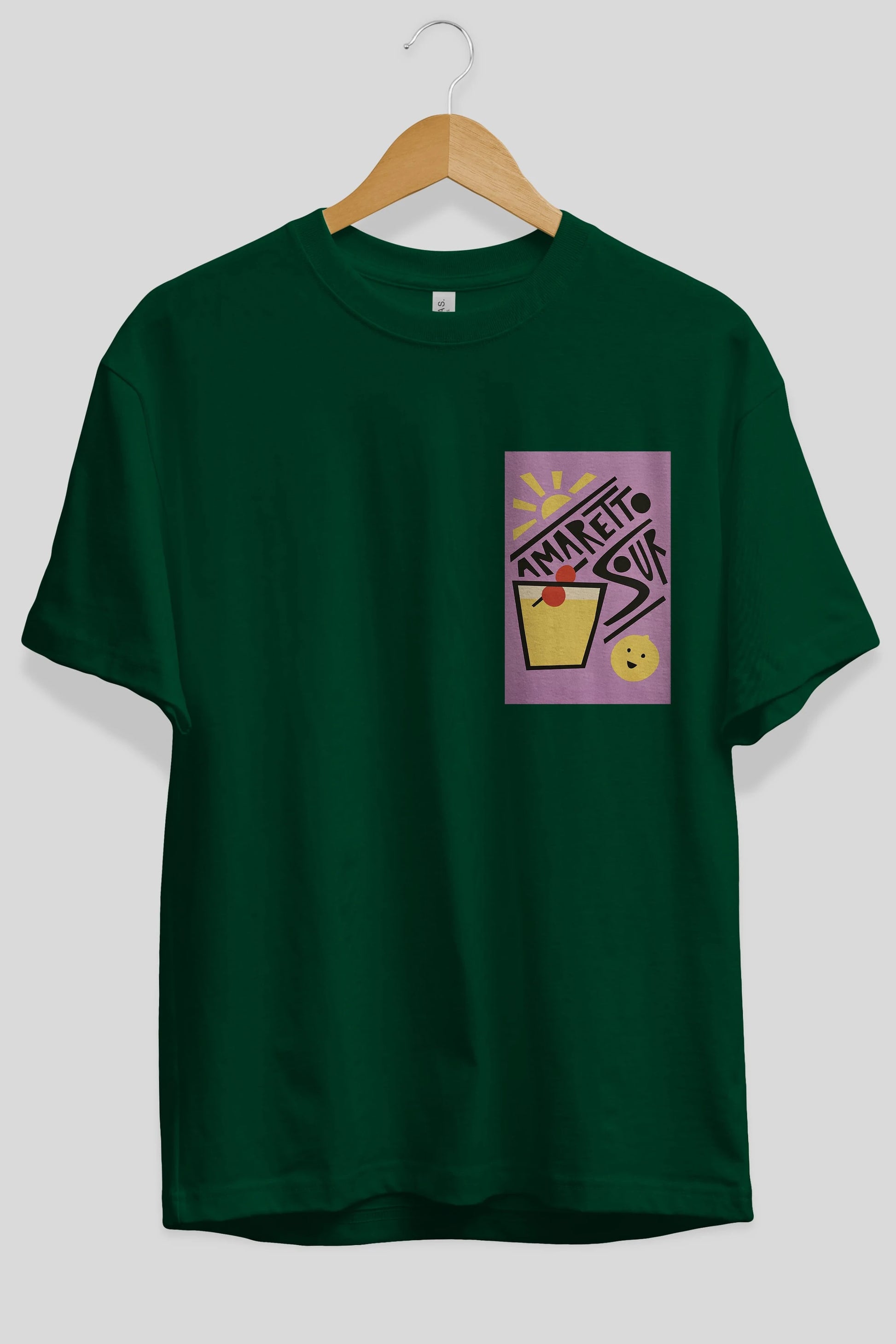 Amaretto Sour Ön Sol Baskılı Oversize t-shirt Erkek Kadın Unisex %100 Pamuk Bisiklet Yaka tişort