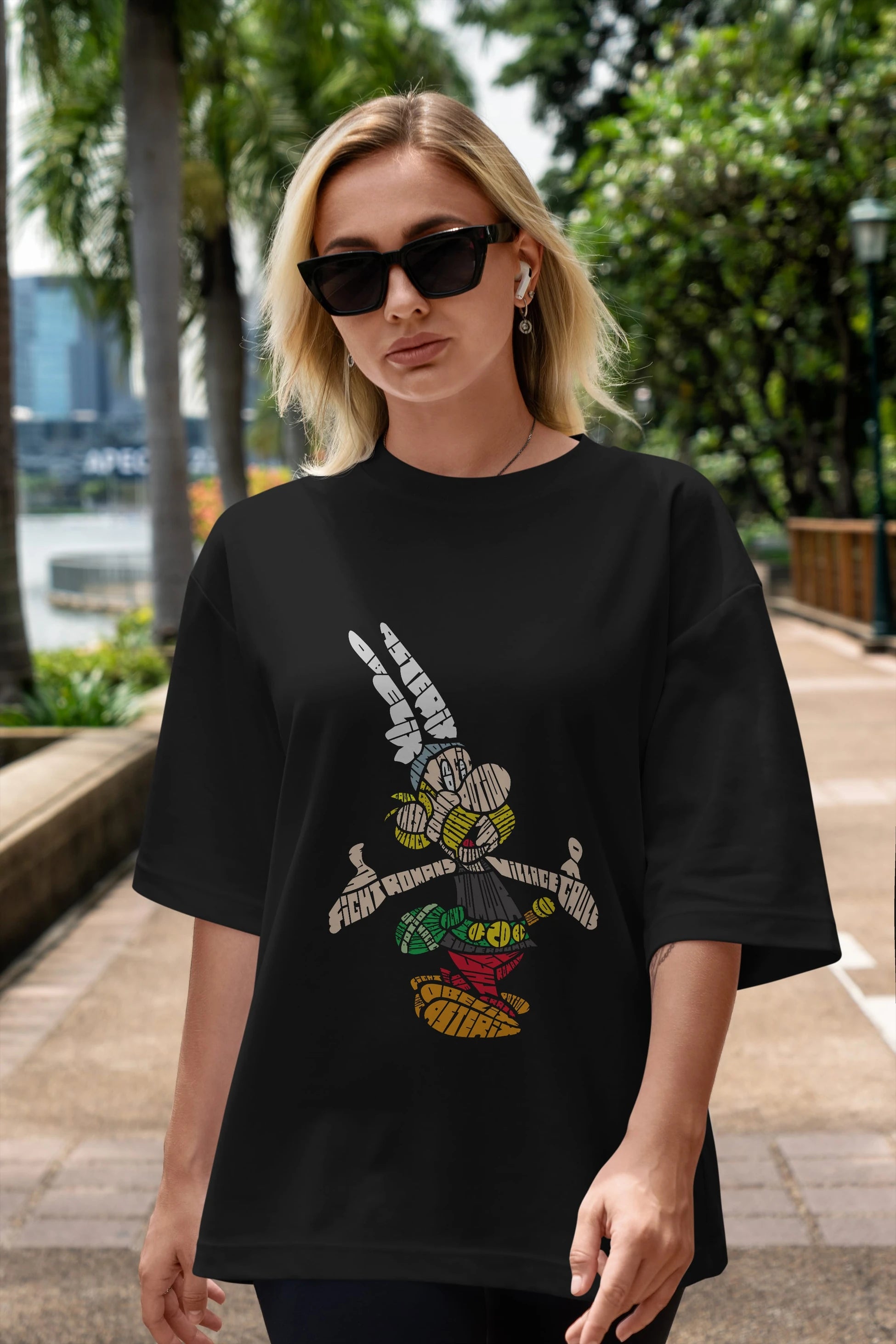 Asterix Ön Baskılı Oversize t-shirt %100 pamuk Erkek Kadın Unisex