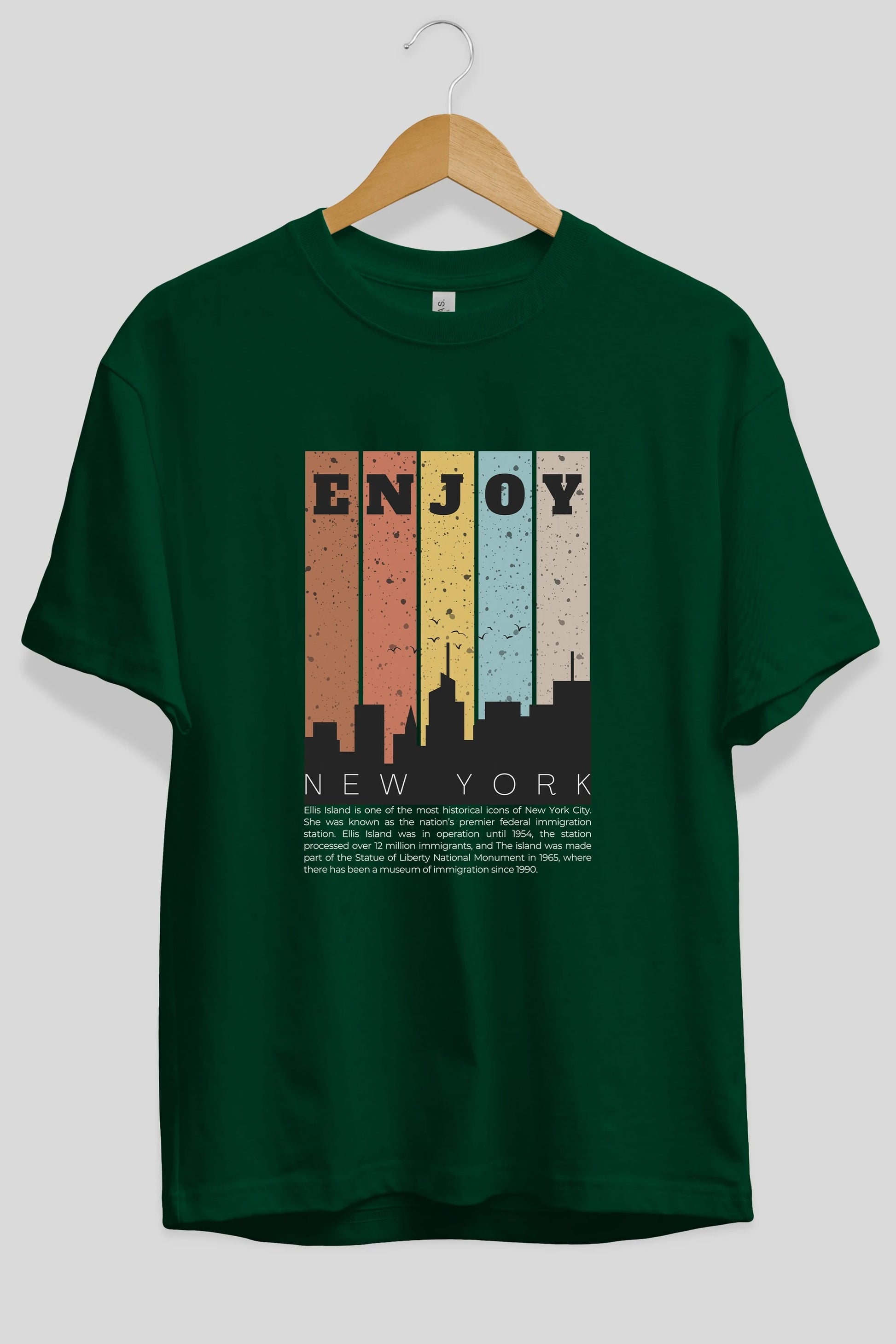 Enjoy New York Yazılı Ön Baskılı Oversize t-shirt Erkek Kadın Unisex