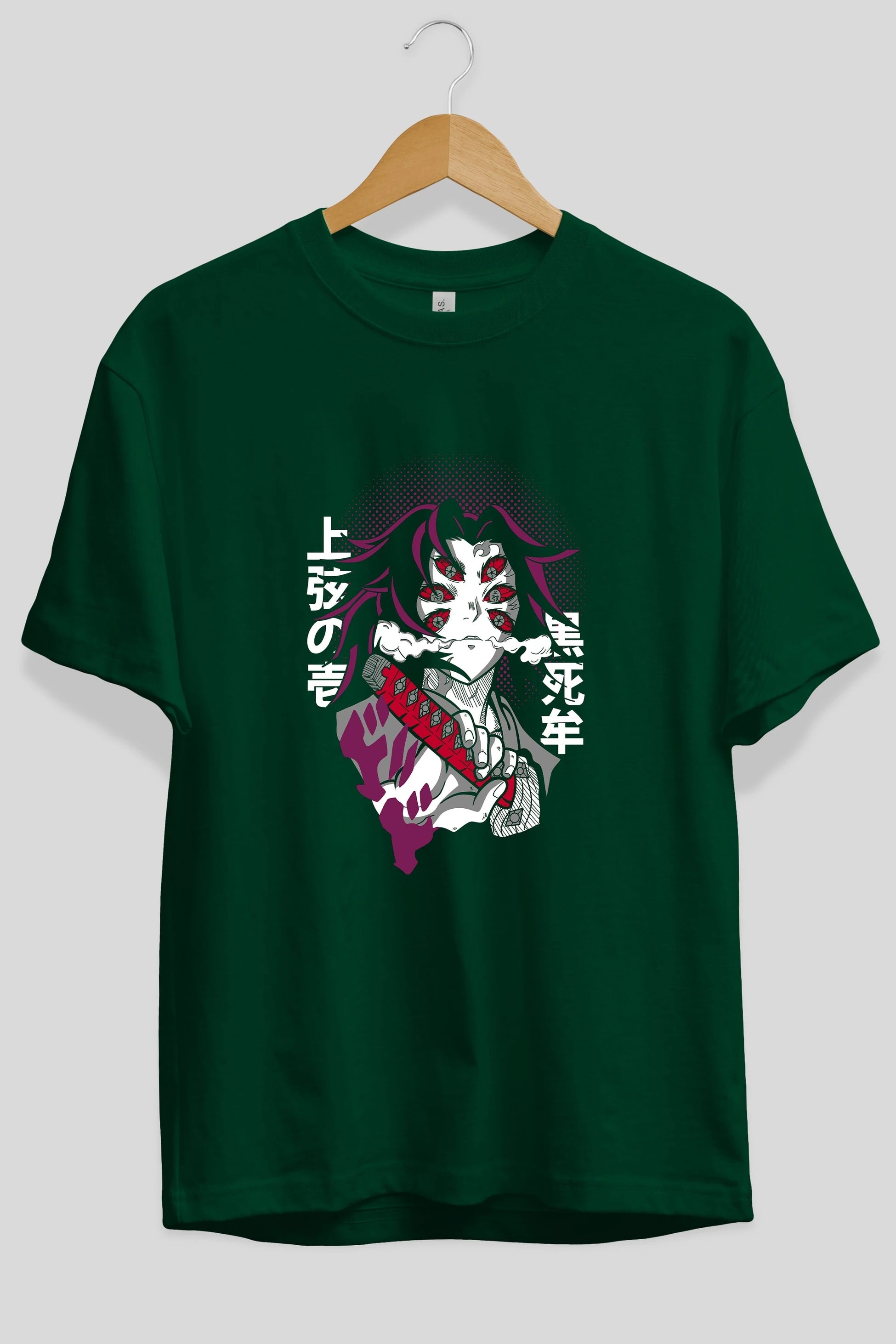 Kokushibo Anime Ön Baskılı Oversize t-shirt %100 pamuk Erkek Kadın Unisex
