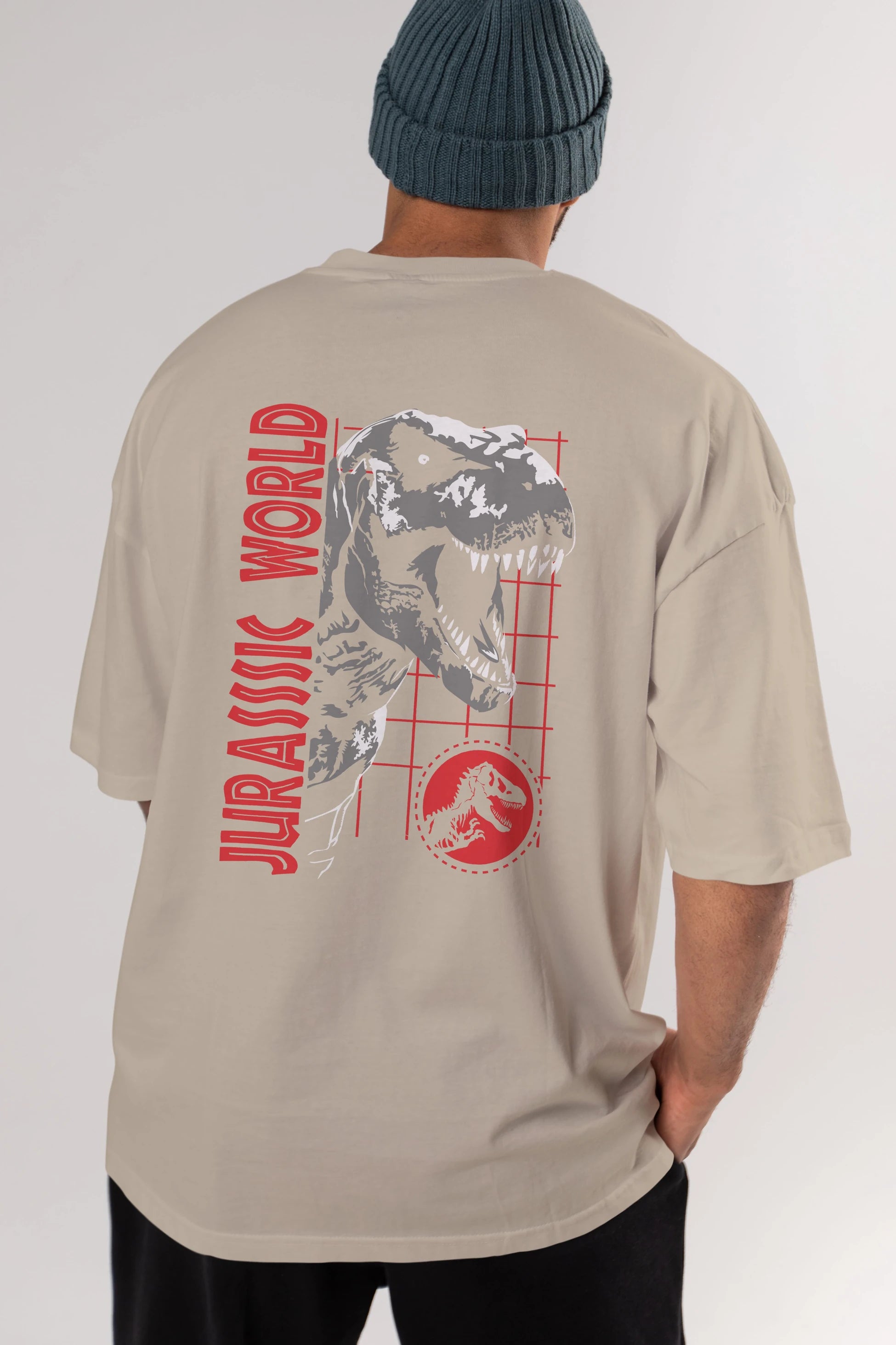 Jurassic Park (2) Arka Baskılı Oversize t-shirt Erkek Kadın Unisex %100 Pamuk Bisiklet Yaka tişort