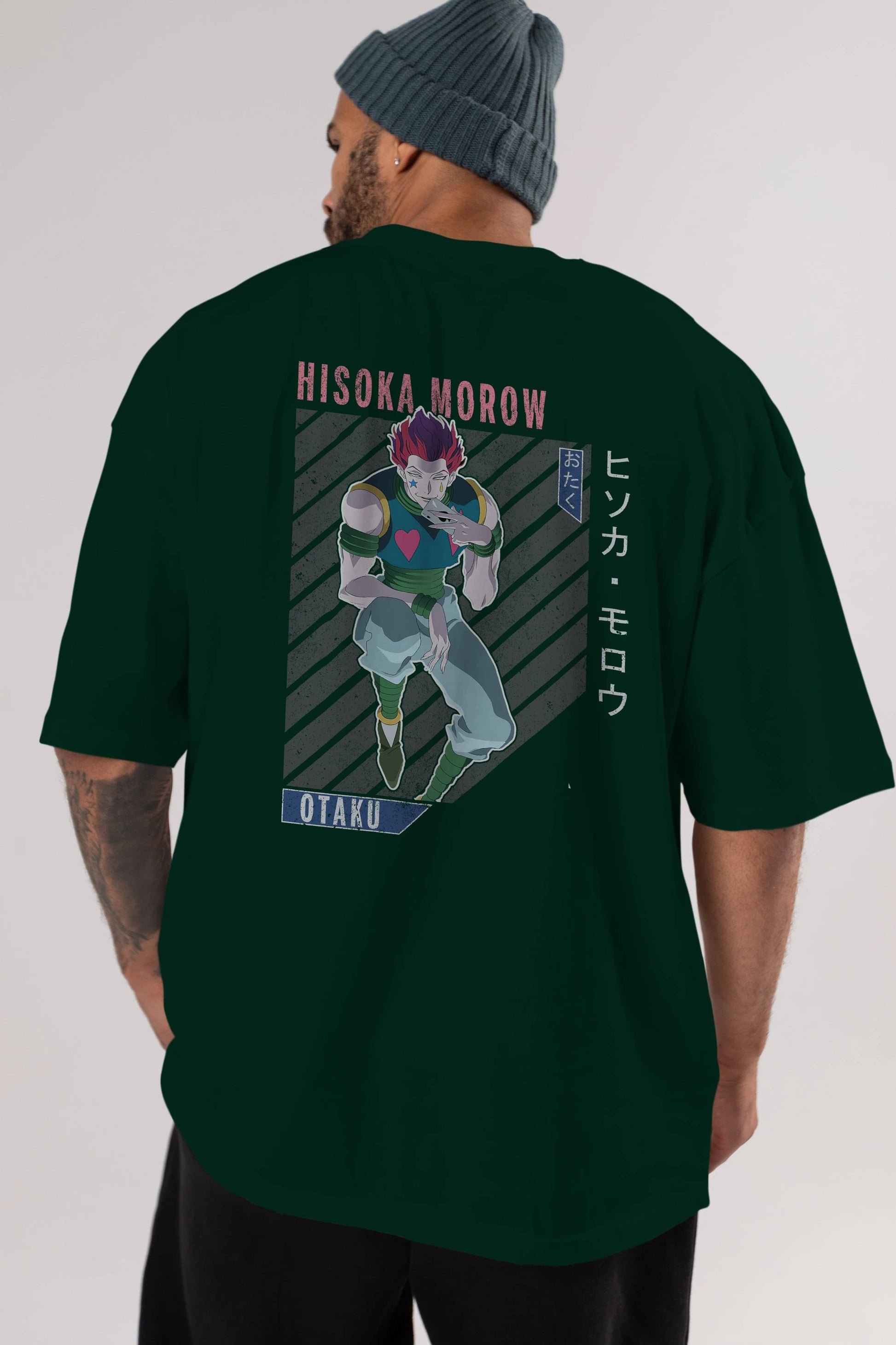 Hisoka Morow 2 2 Anime Arka Baskılı Oversize t-shirt Erkek Kadın Unisex