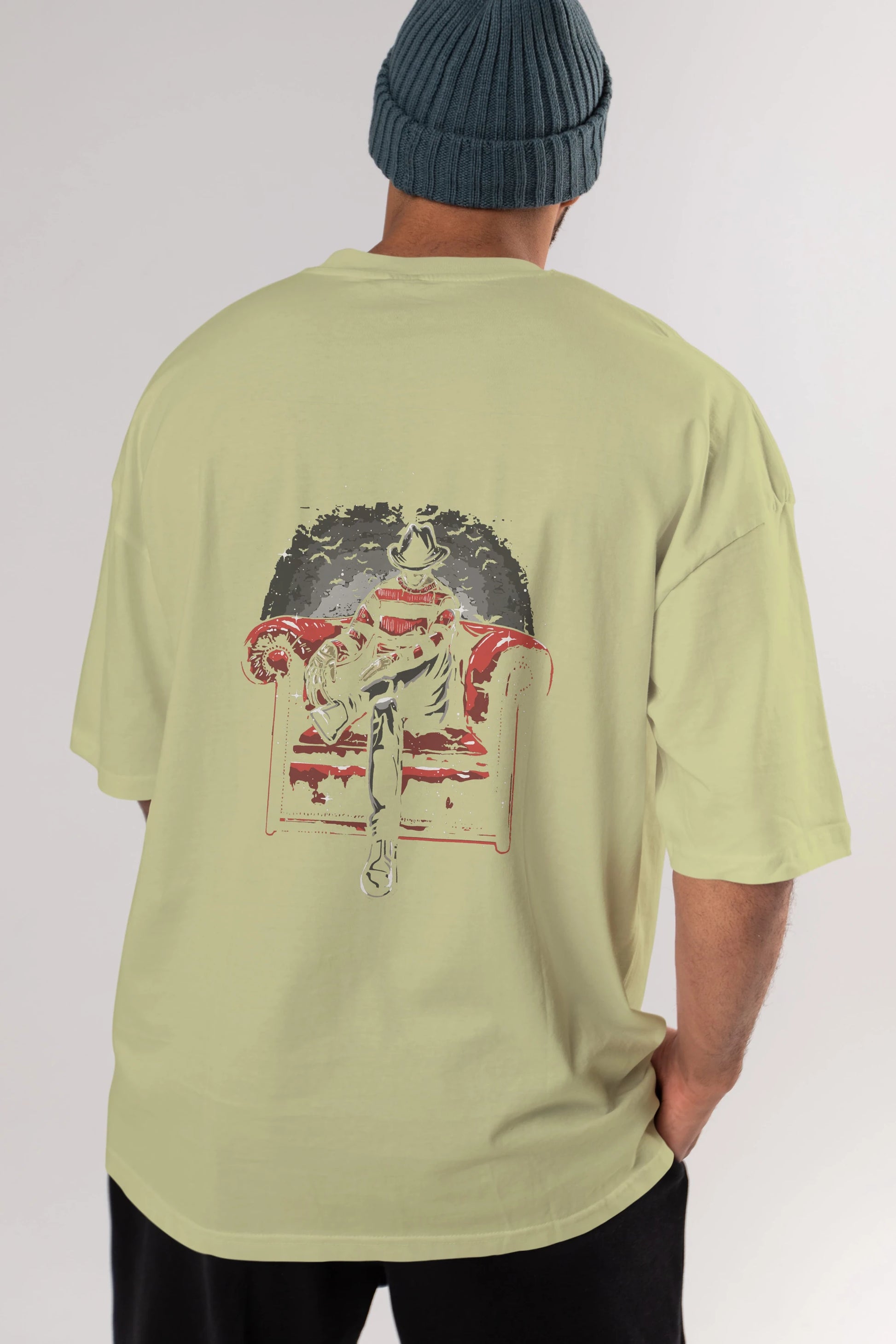 Nightmare Side Arka Baskılı Oversize t-shirt Erkek Kadın Unisex %100 Pamuk