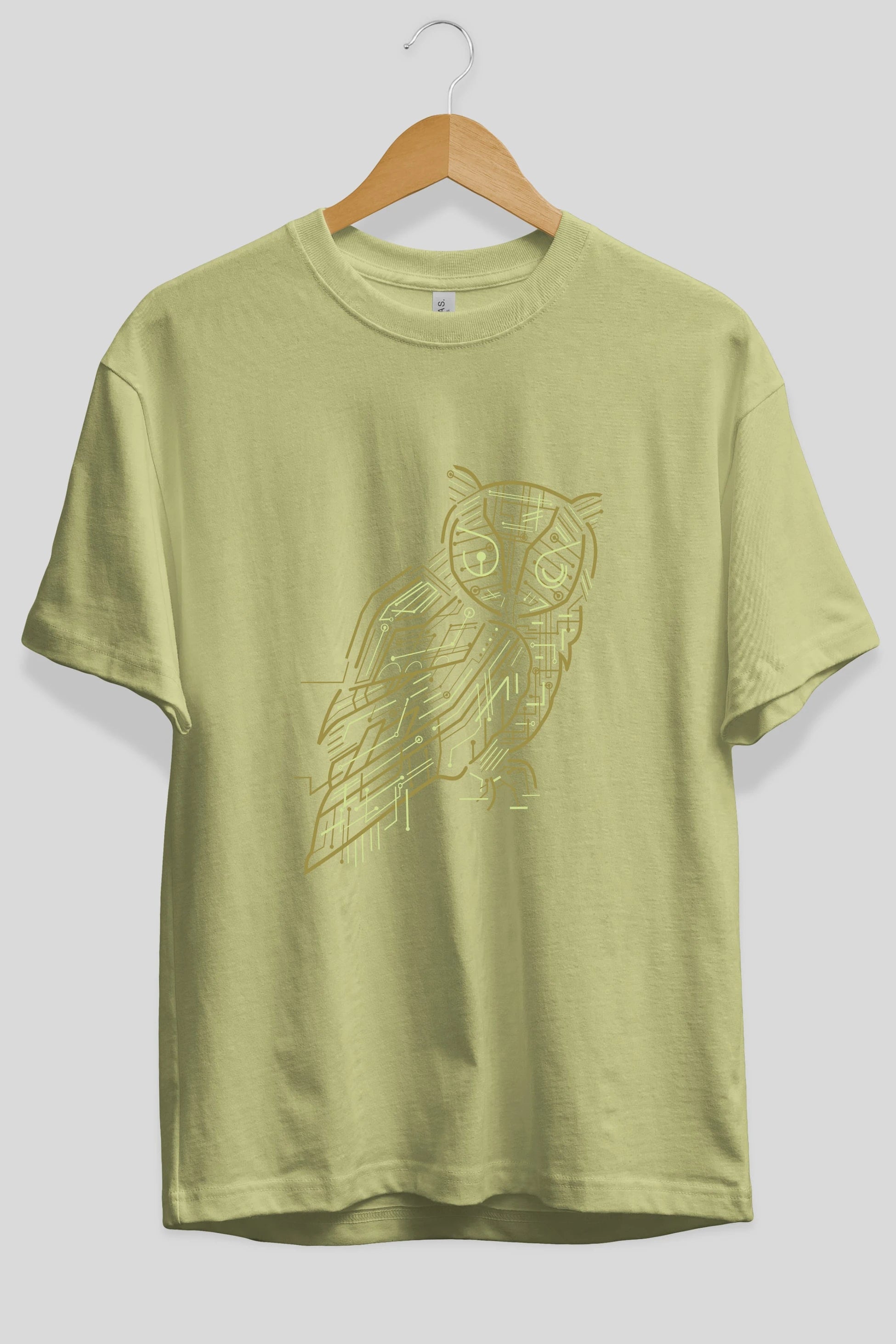 Electrical Owl Ön Baskılı Oversize t-shirt %100 pamuk Erkek Kadın Unisex
