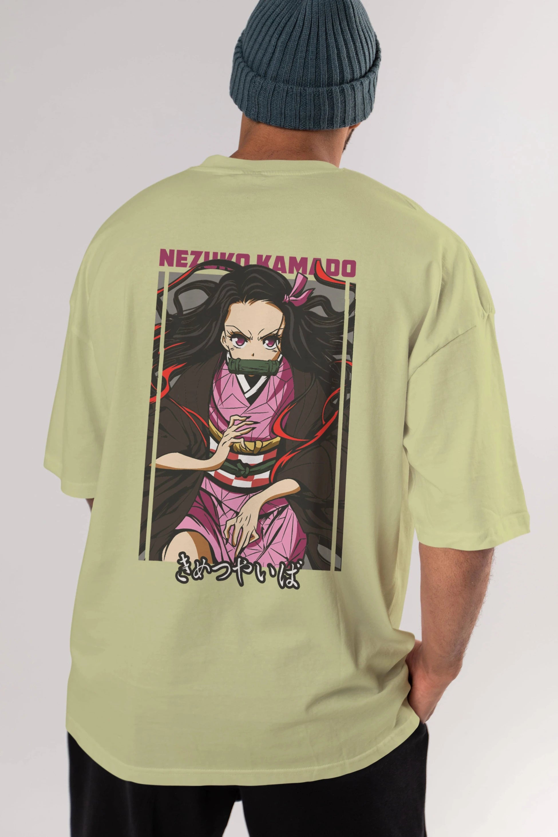 Nezuko Kamado 1 Anime Arka Baskılı Oversize t-shirt Erkek Kadın Unisex