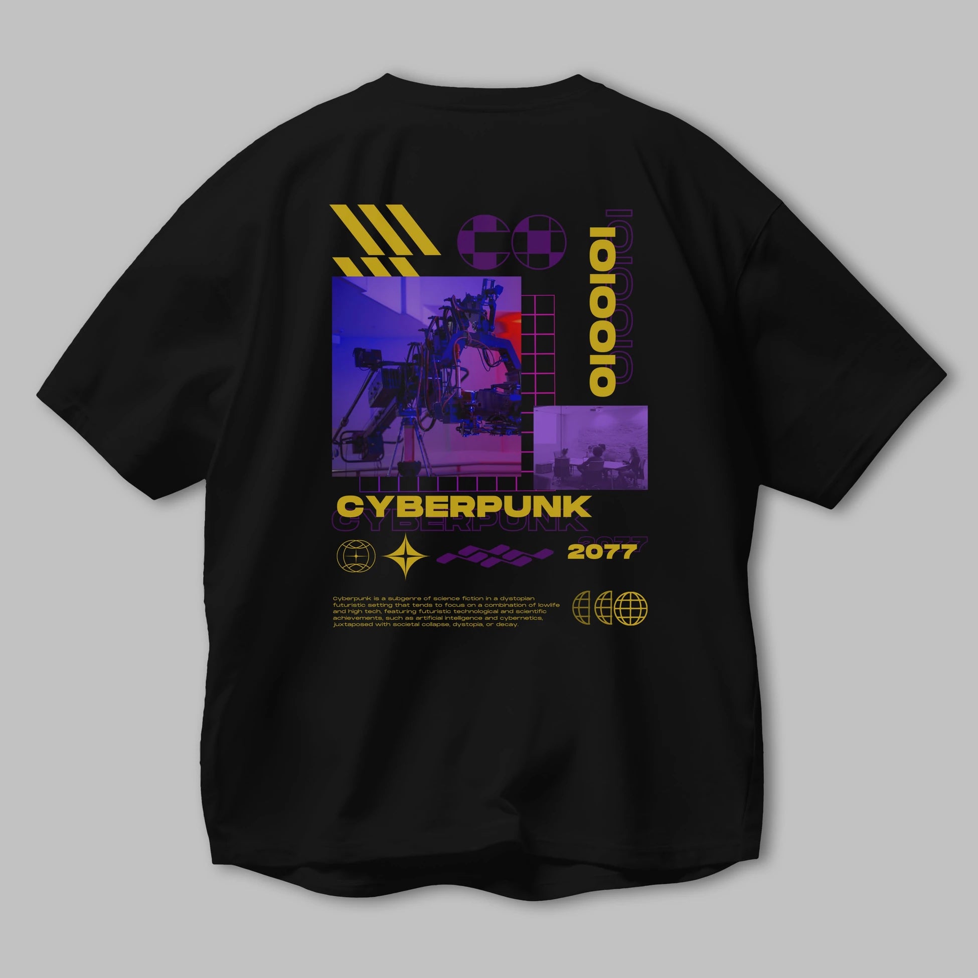 Cyberpunk Yazılı Arka Baskılı Oversize t-shirt Erkek Kadın Unisex