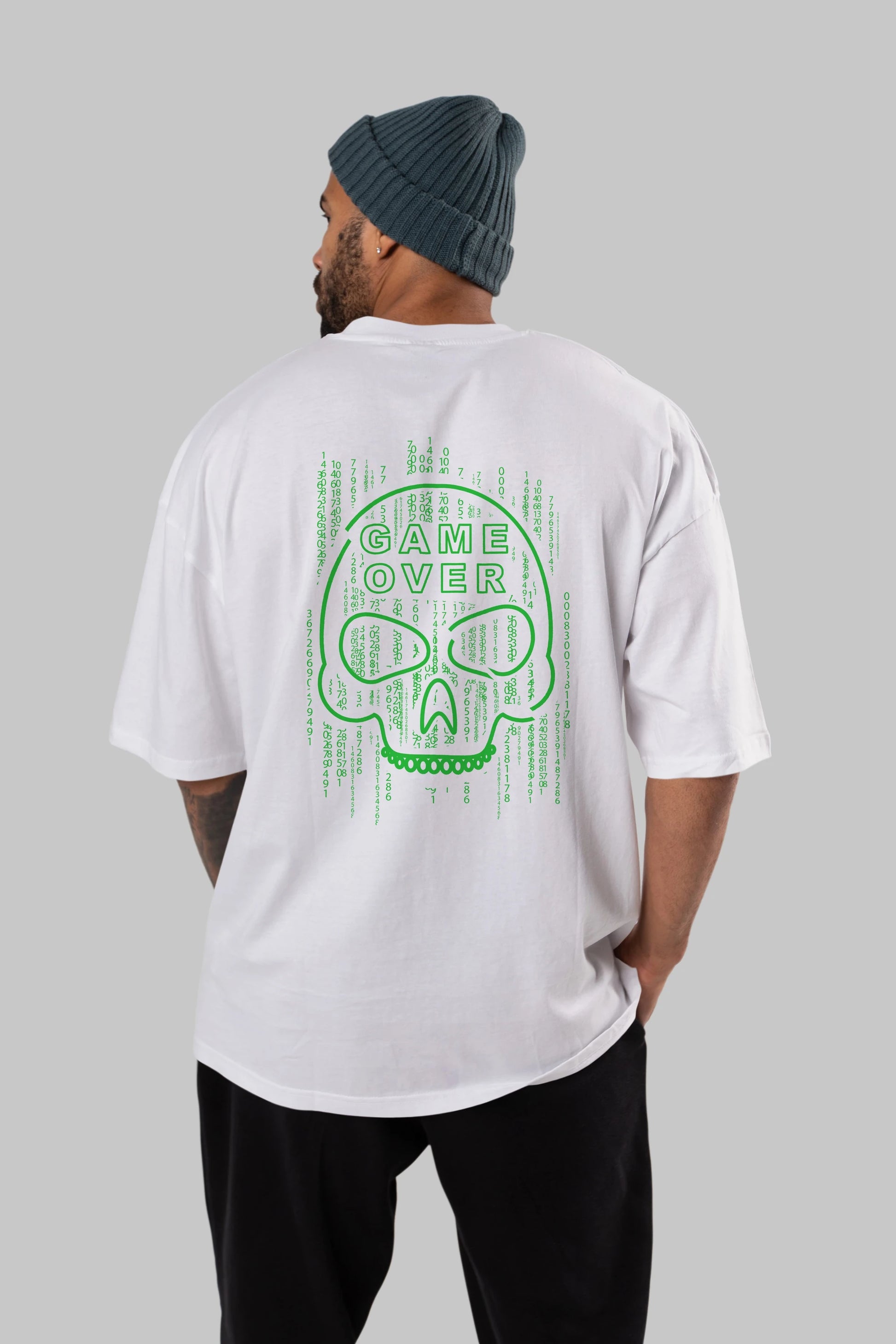 Game Over Arka Baskılı Oversize t-shirt Erkek Kadın Unisex