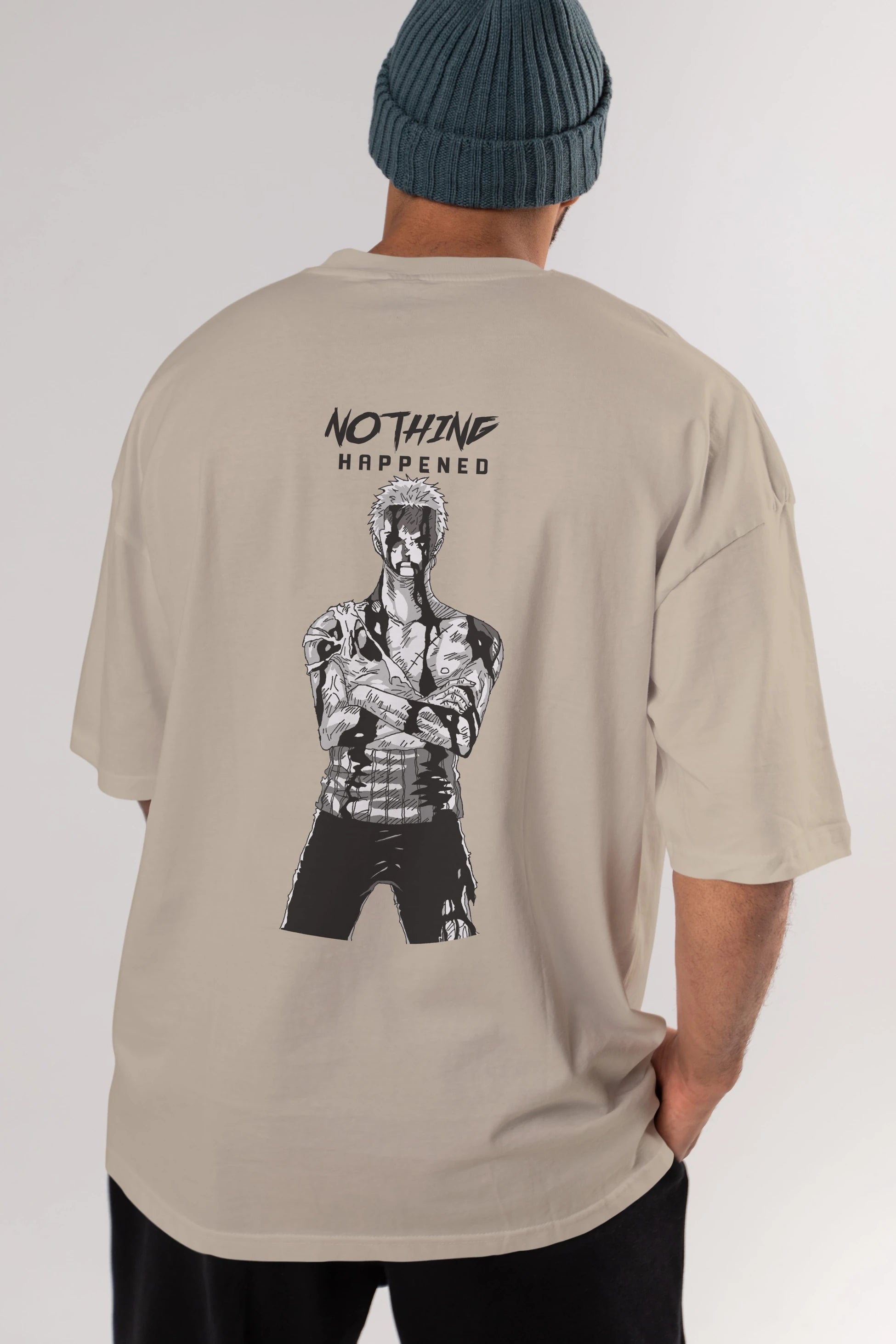 Roronoa Zoro 3 Anime Arka Baskılı Oversize t-shirt Erkek Kadın Unisex %100 pamuk tişort