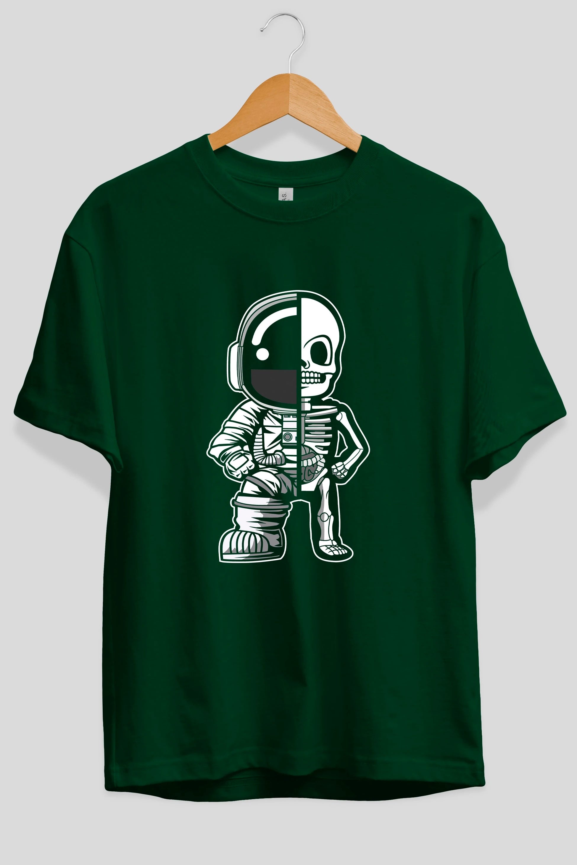 Astronaut Half Skeleton Ön Baskılı Oversize t-shirt Erkek Kadın Unisex