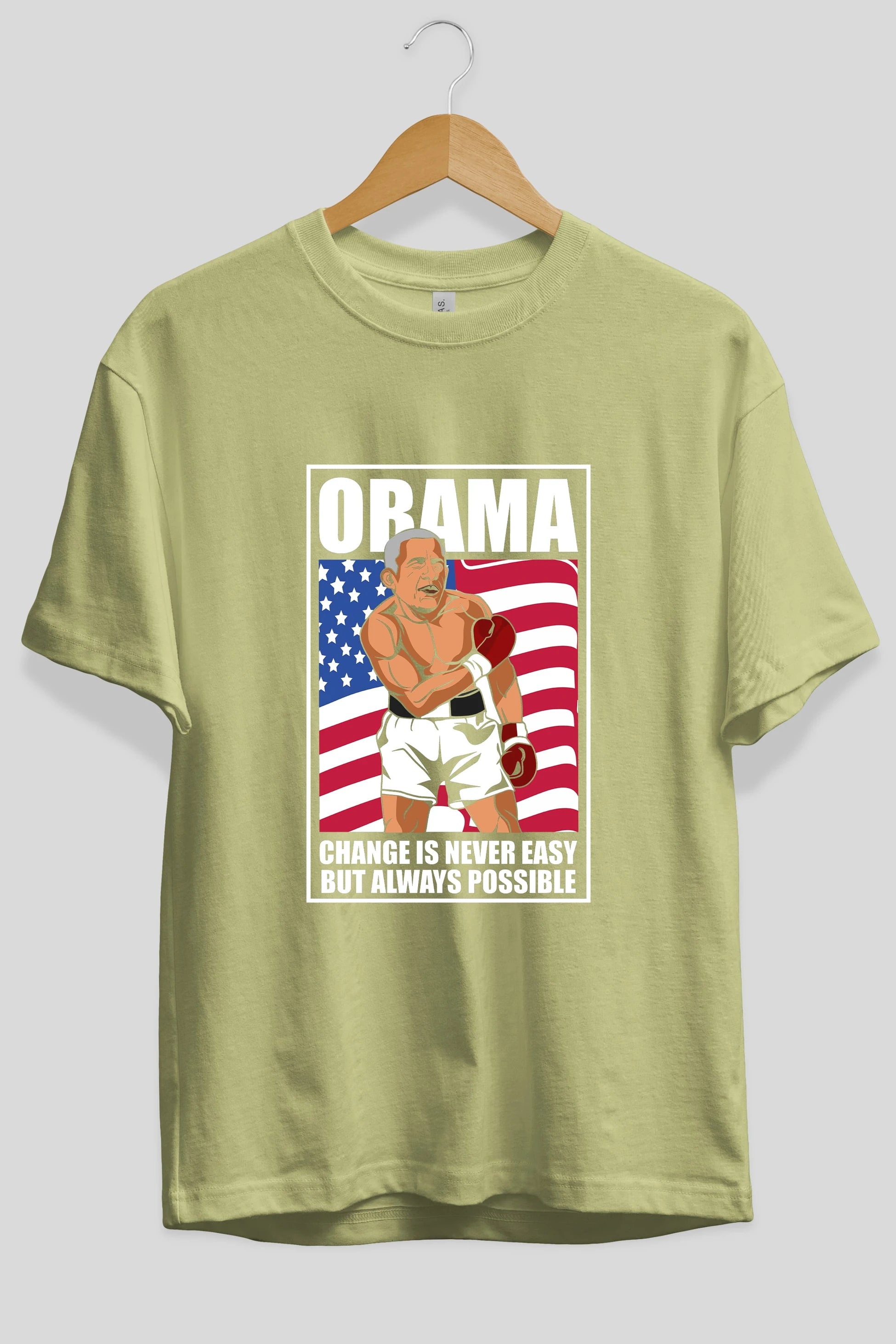 Obama Ön Baskılı Oversize t-shirt Erkek Kadın Unisex %100 Pamuk tişort