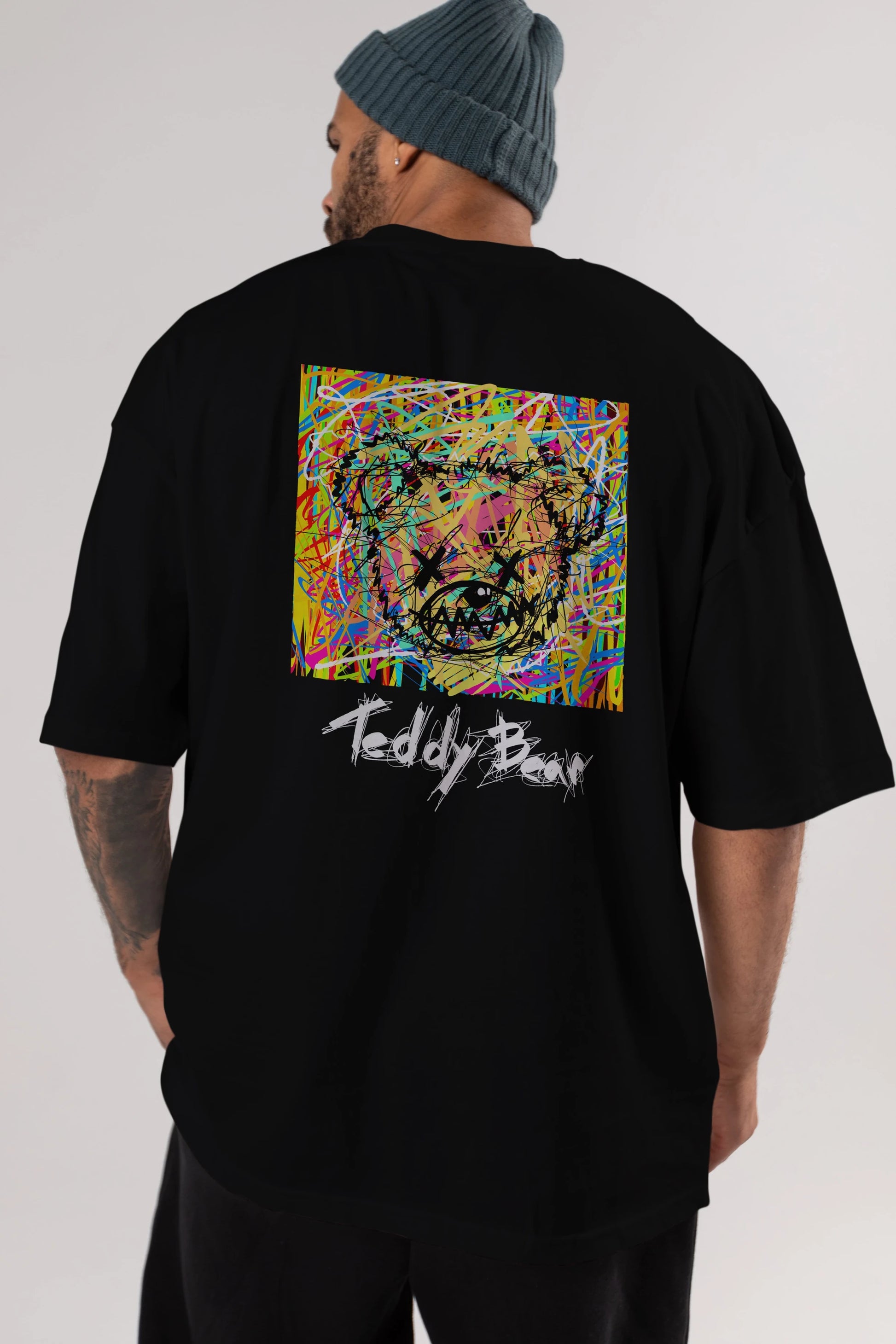 Teddy Bear 3 Arka Baskılı Oversize t-shirt Erkek Kadın Unisex