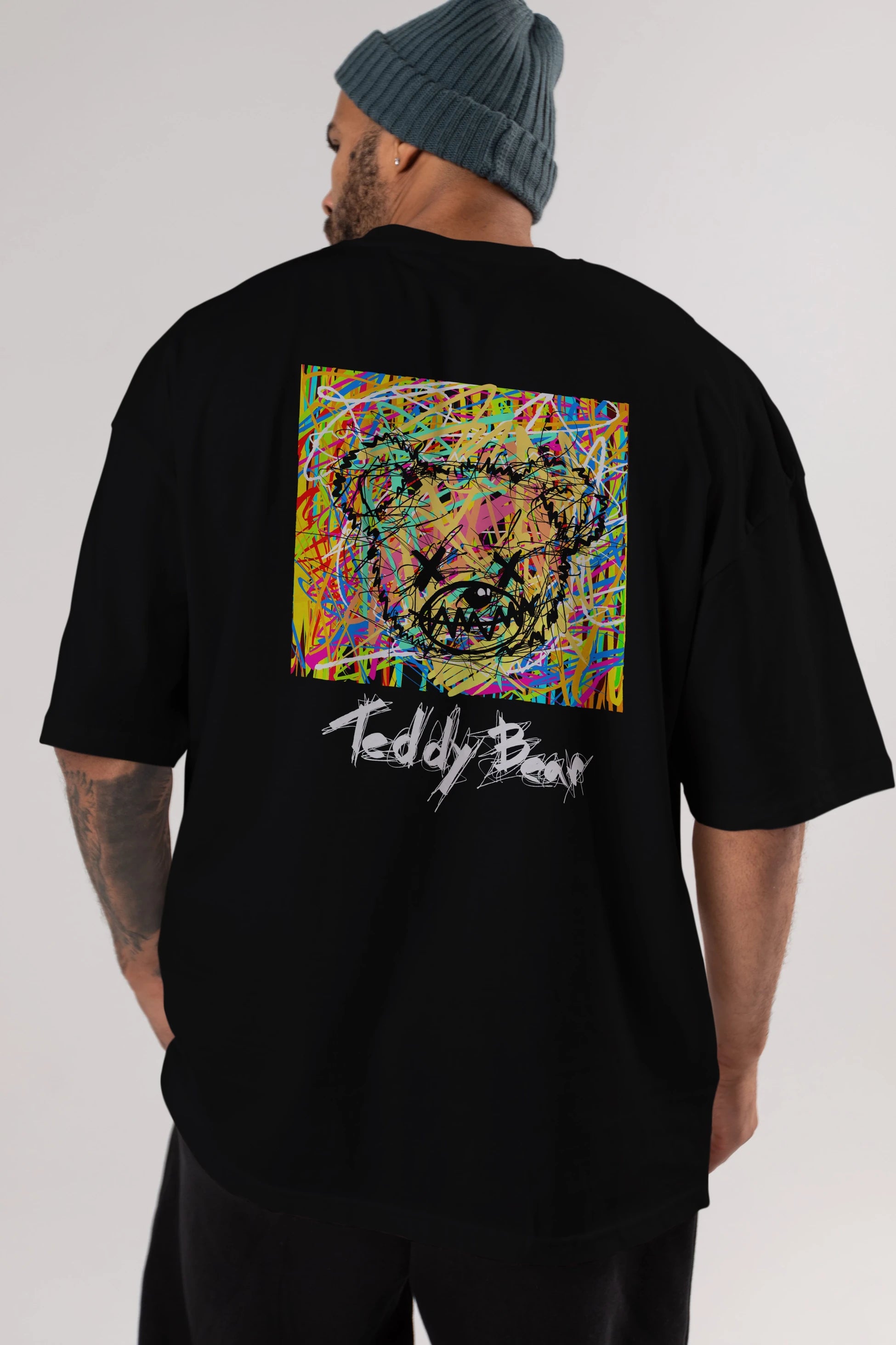 Teddy Bear 3 Arka Baskılı Oversize t-shirt Erkek Kadın Unisex