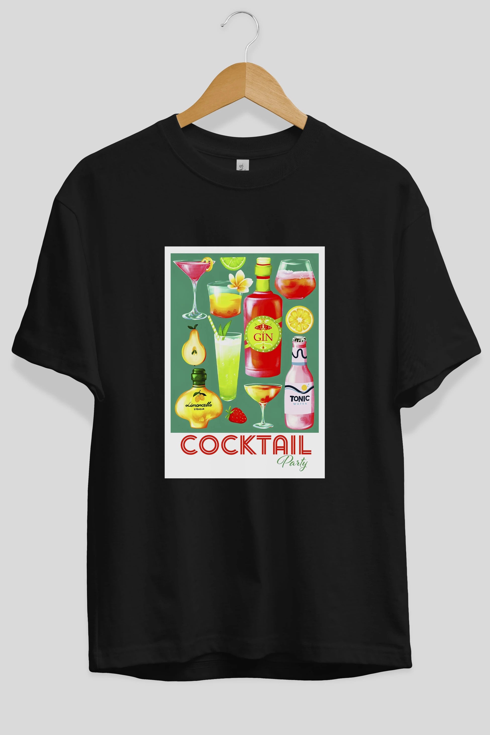 Cocktail Party 2 Ön Baskılı Oversize t-shirt Erkek Kadın Unisex %100 Pamuk Bisiklet Yaka tişort