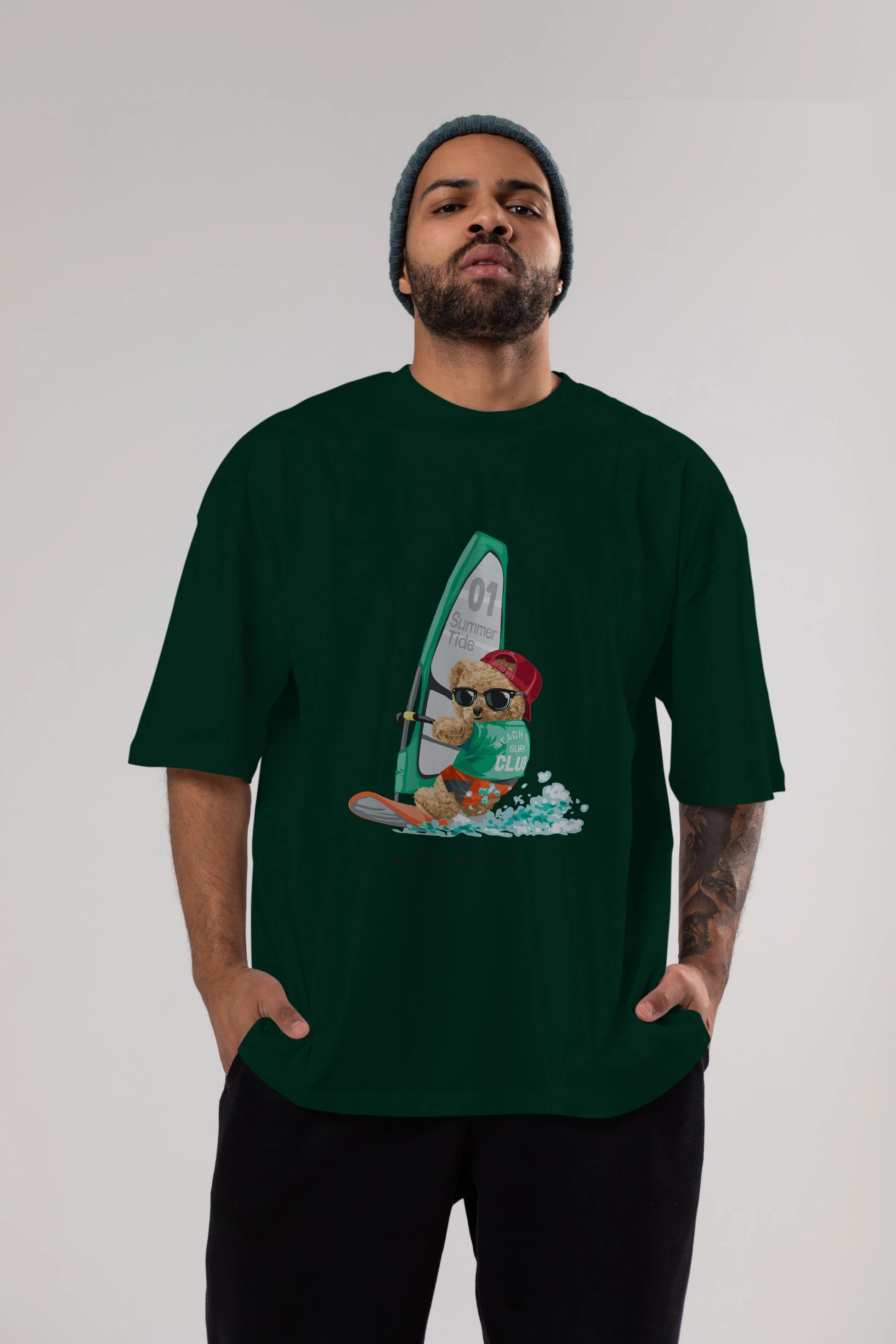 Teddy Bear Summer Tide Ön Baskılı Oversize t-shirt Erkek Kadın Unisex %100 Pamuk