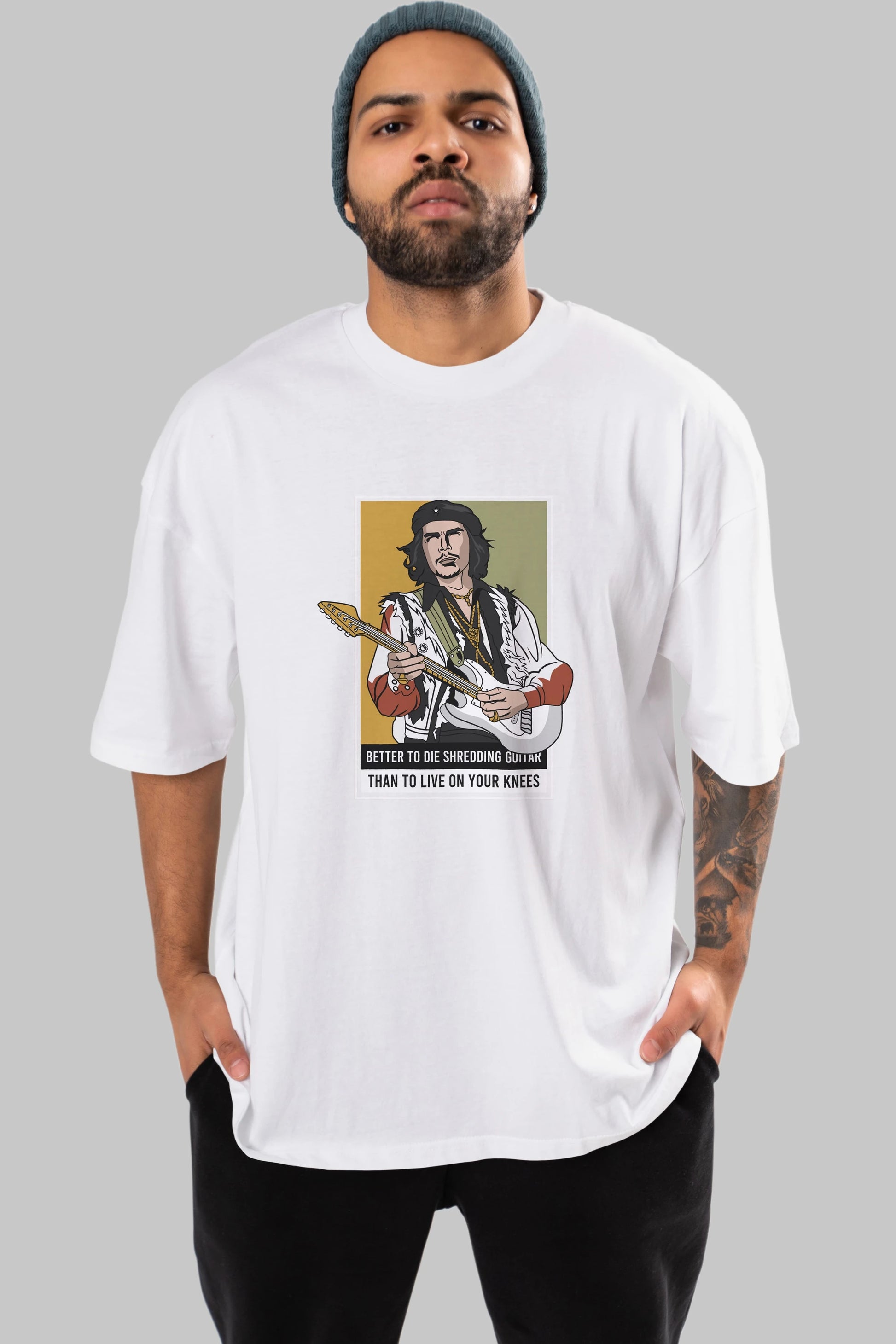 Che Guevara Hendrix Ön Baskılı Oversize t-shirt Erkek Kadın Unisex %100 Pamuk tişort