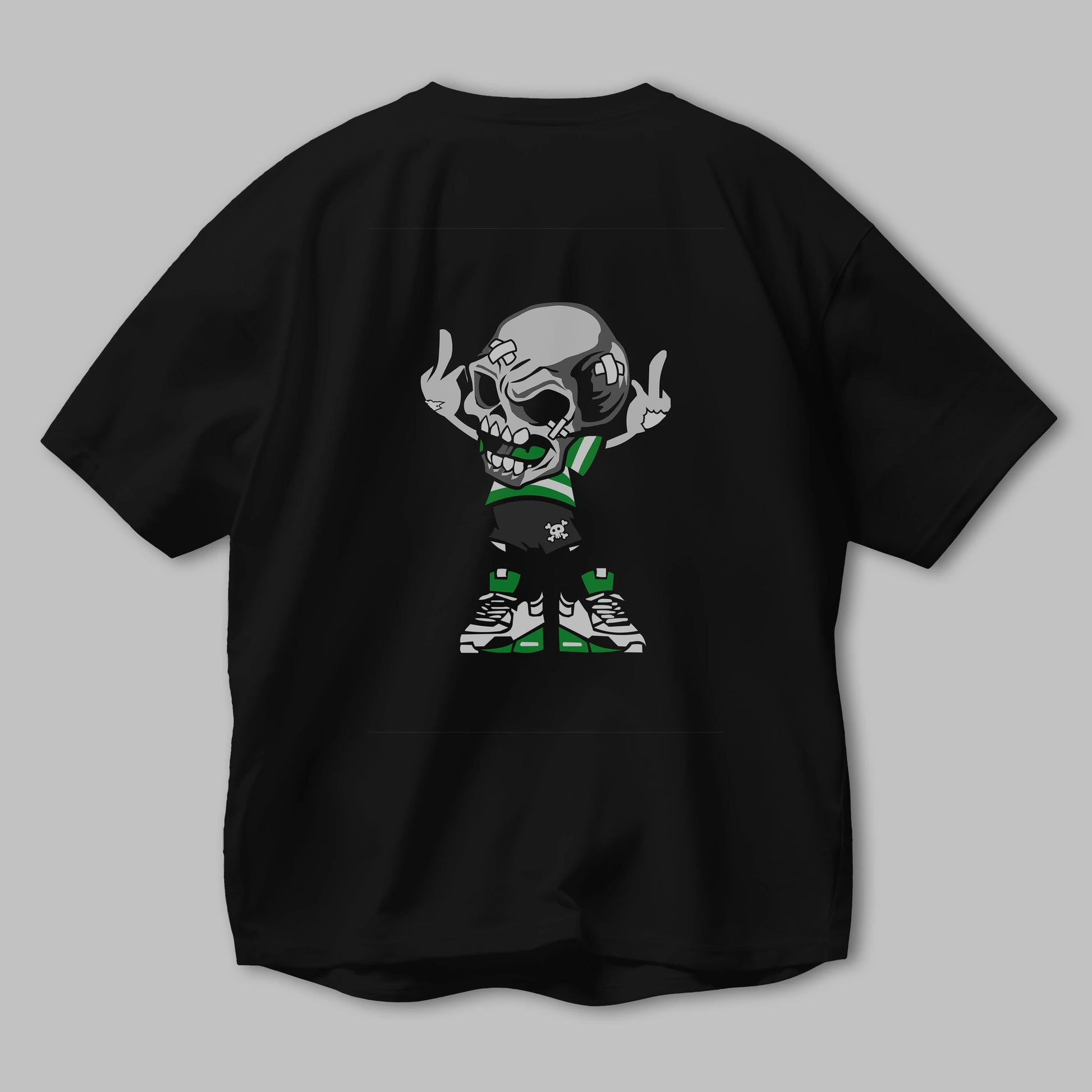 Skull F Hand Arka Baskılı Oversize t-shirt Erkek Kadın Unisex %100 Pamuk tişort