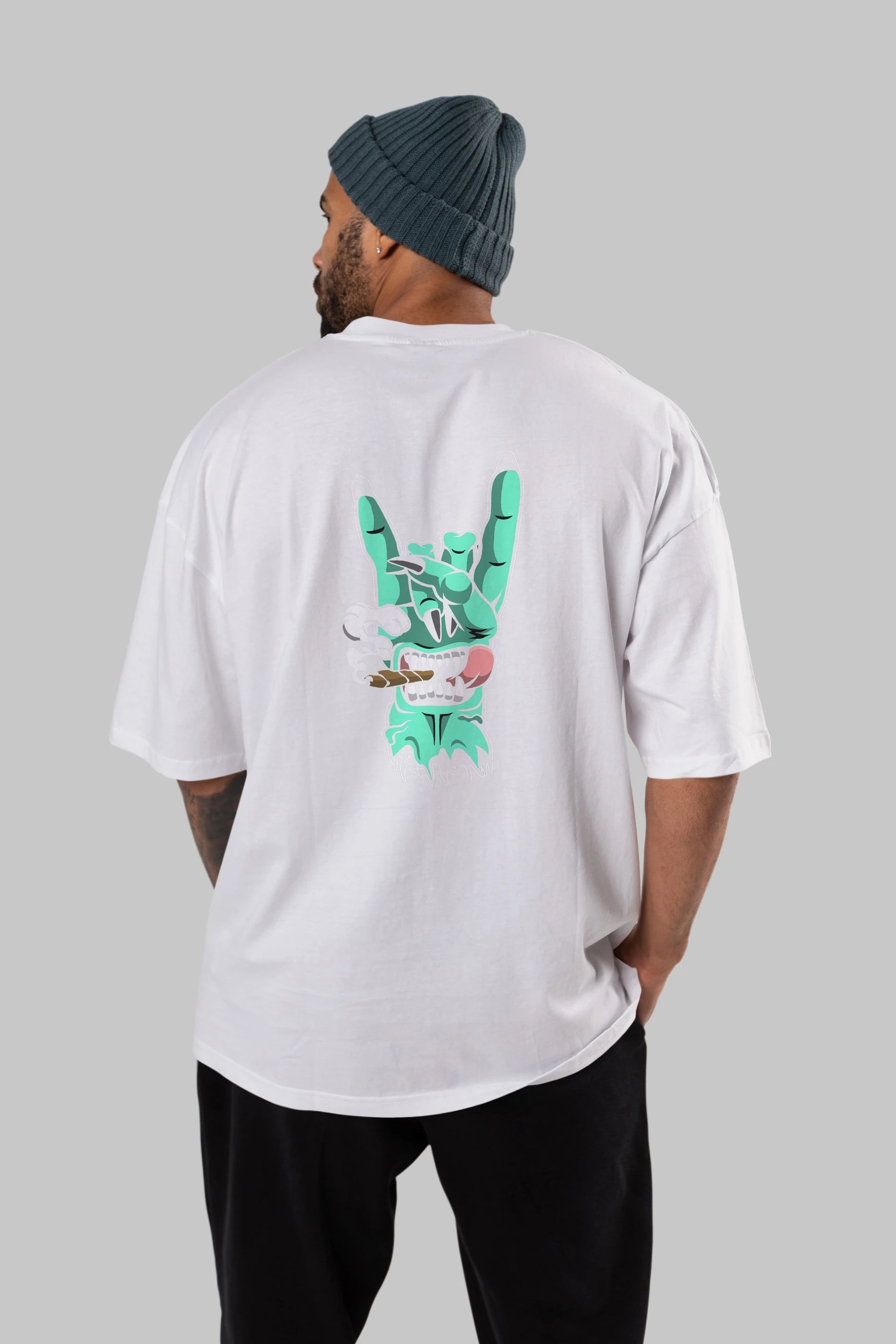 Metal Sign Arka Baskılı Oversize t-shirt Erkek Kadın Unisex %100 Pamuk tişort