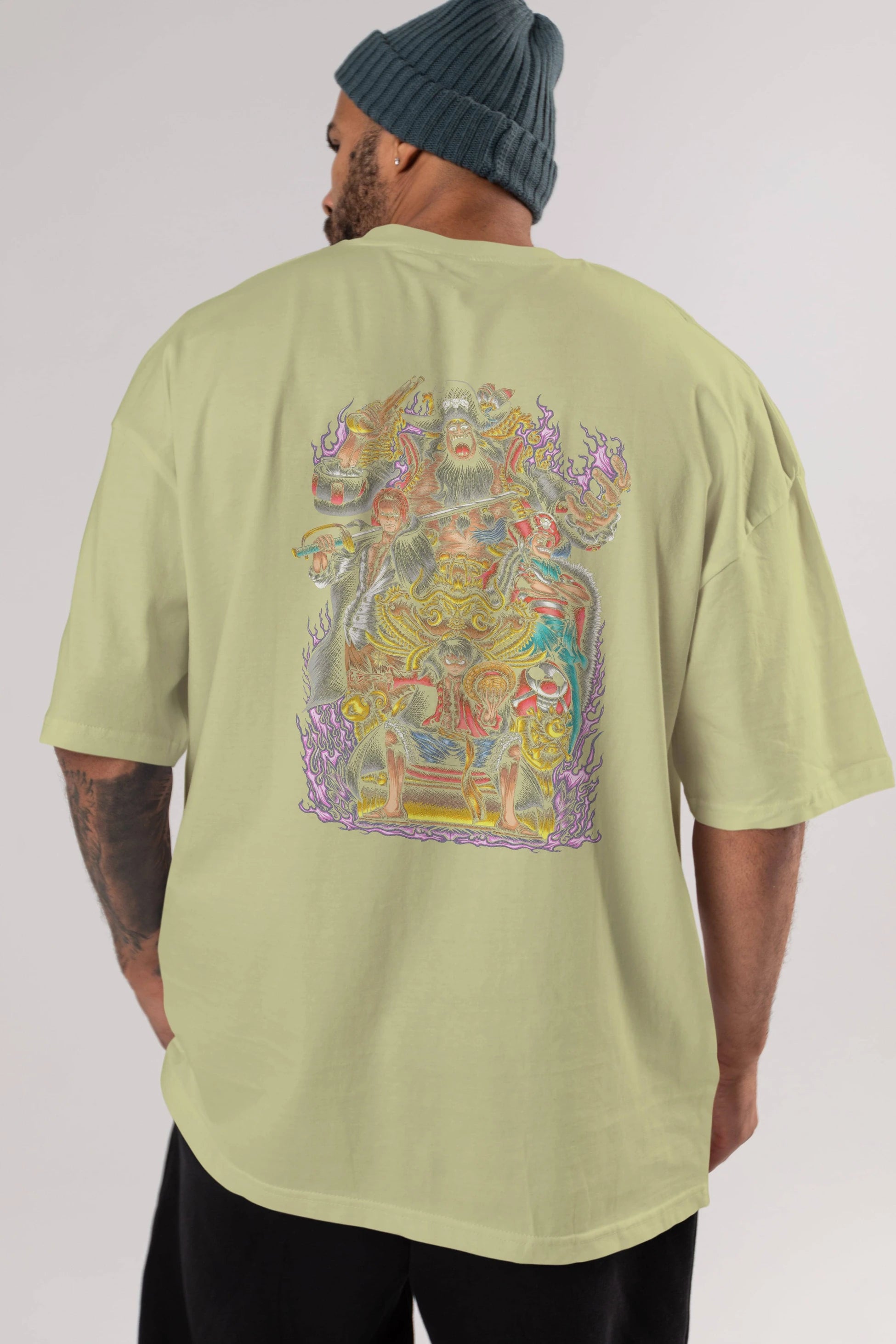 ONE PIECE (8) Anime Arka Baskılı Oversize t-shirt Erkek Kadın Unisex