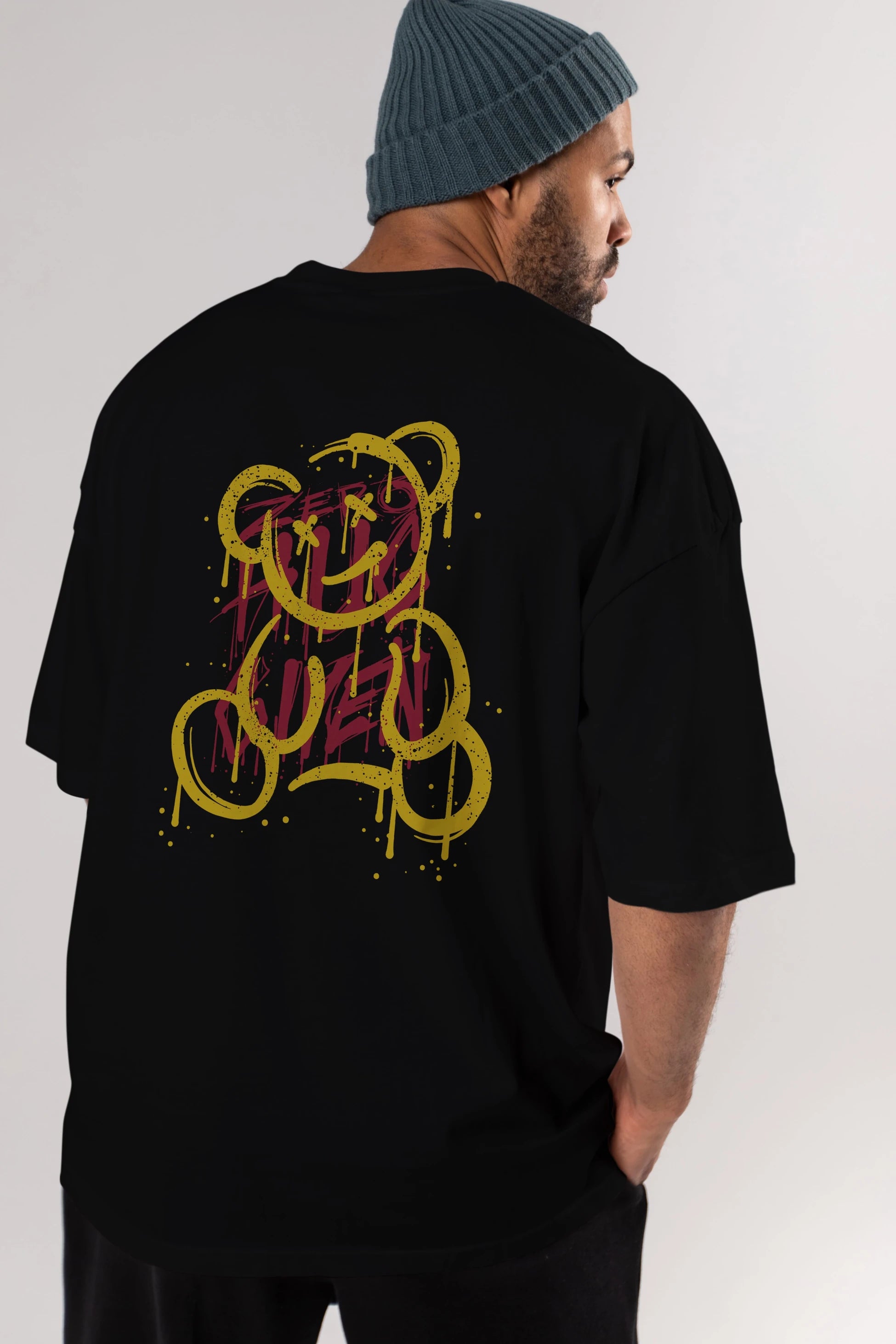 Zero Hug Bear Arka Baskılı Oversize t-shirt Erkek Kadın Unisex