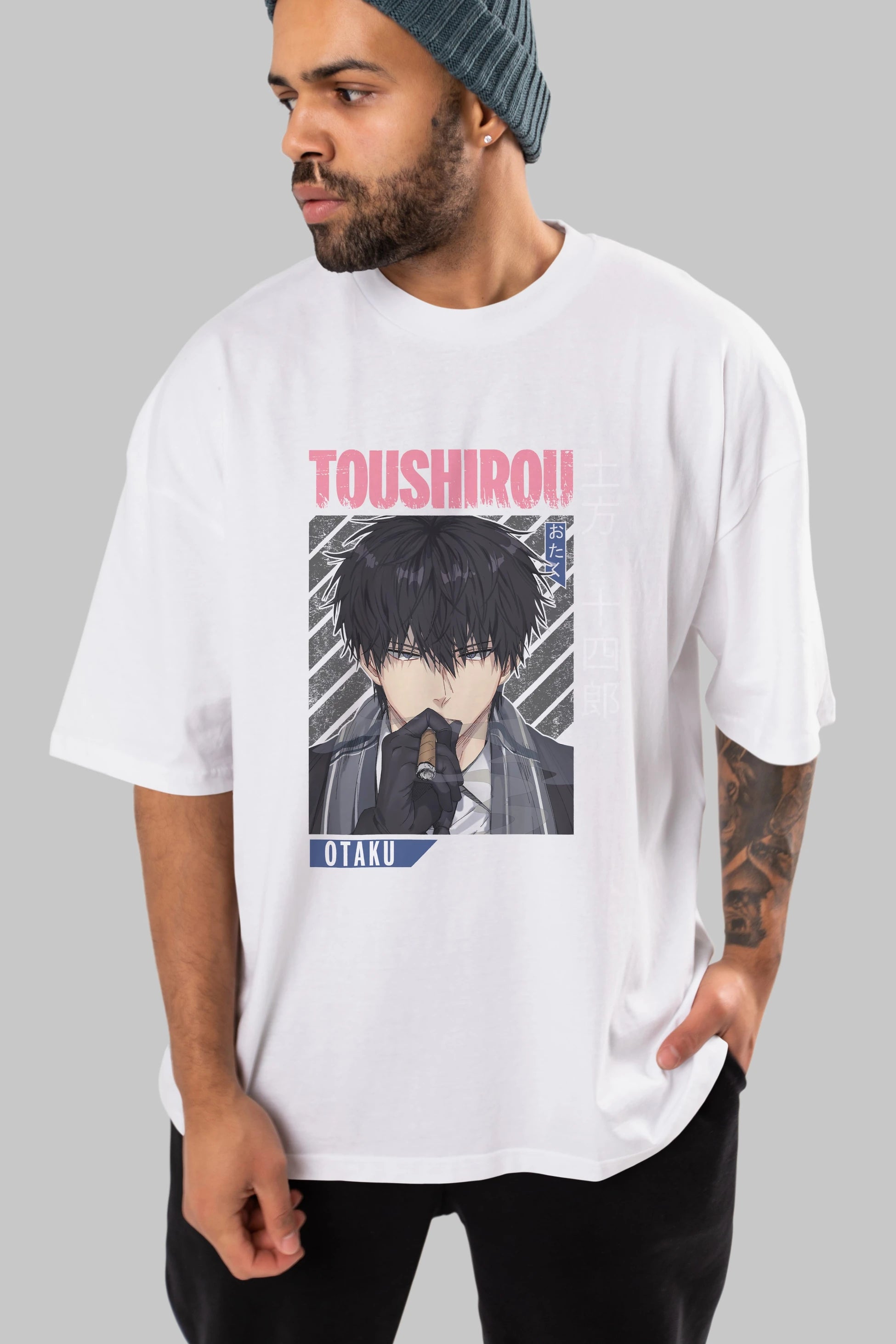 Toushirou Hijikata 2 Anime Ön Baskılı Oversize t-shirt %100 pamuk Erkek Kadın Unisex