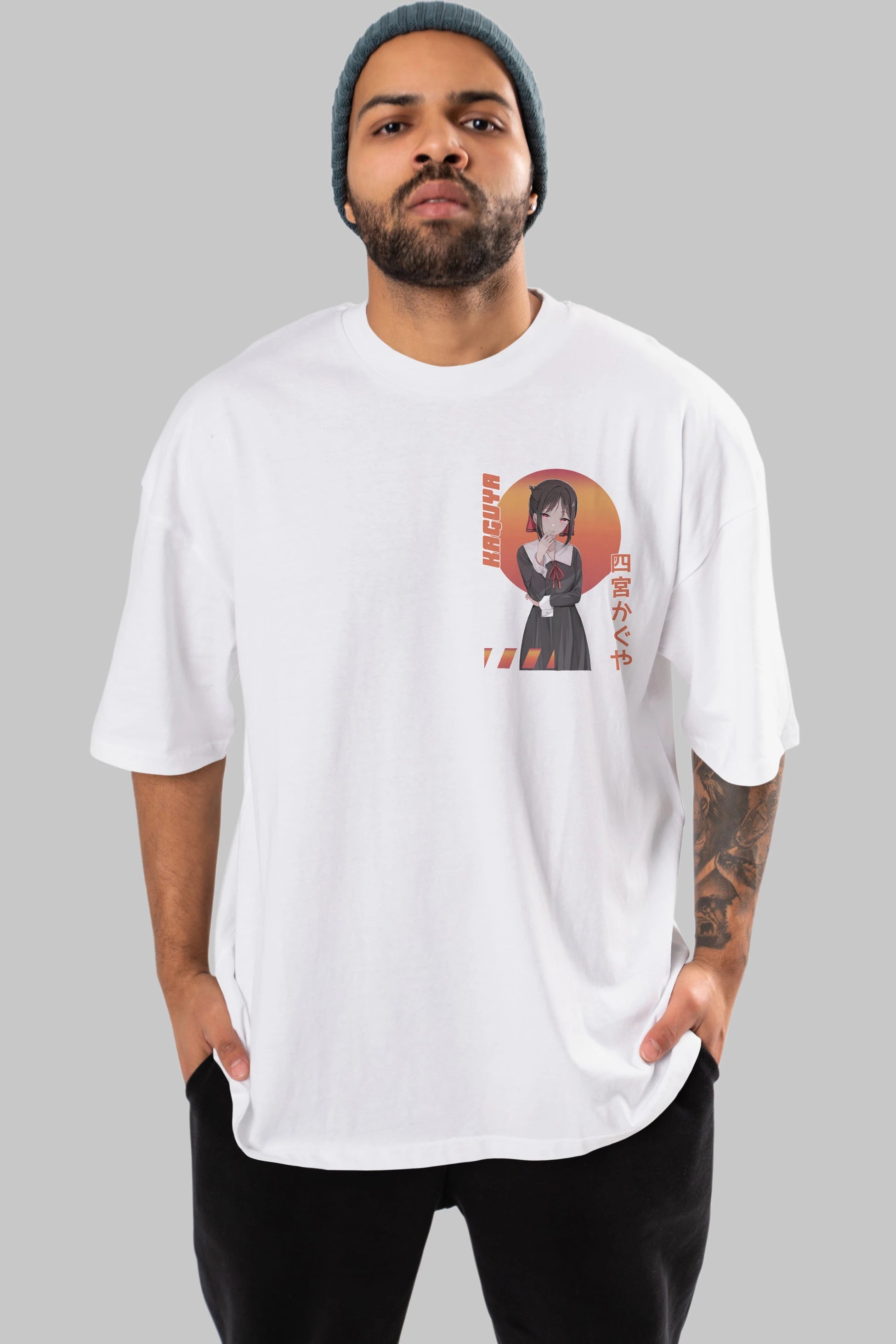 Kaguya Shinomiya 5 Ön Sol Baskılı Oversize t-shirt Erkek Kadın Unisex %100 Pamuk Bisiklet Yaka tişort