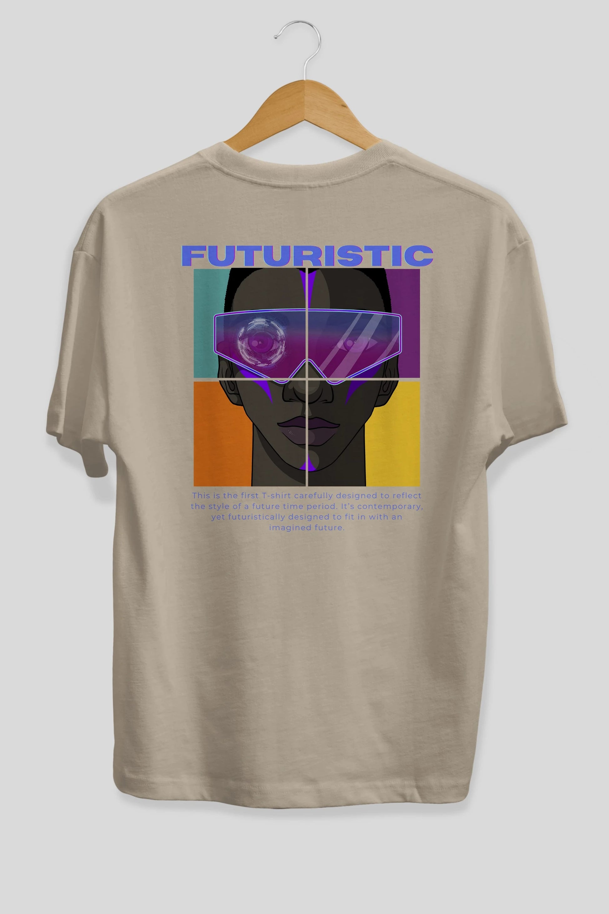 Futuristic Streetwear Arka Baskılı Oversize t-shirt Erkek Kadın Unisex