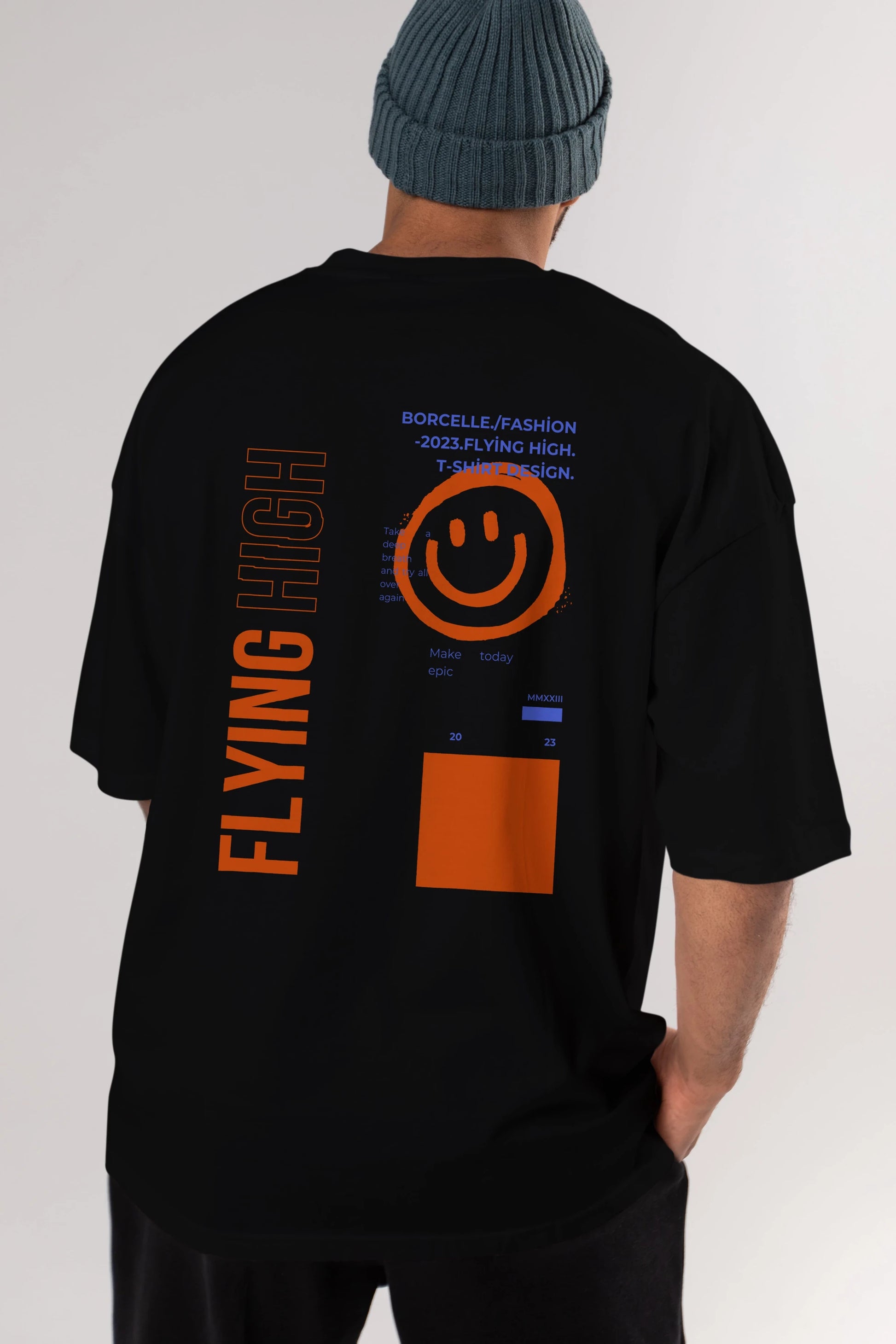 Flying High Yazılı Arka Baskılı Oversize t-shirt Erkek Kadın Unisex