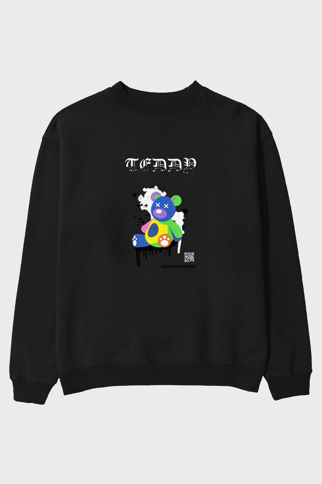 Teddy Bear Ön Baskılı Oversize Sweatshirt Erkek Kadın Unisex