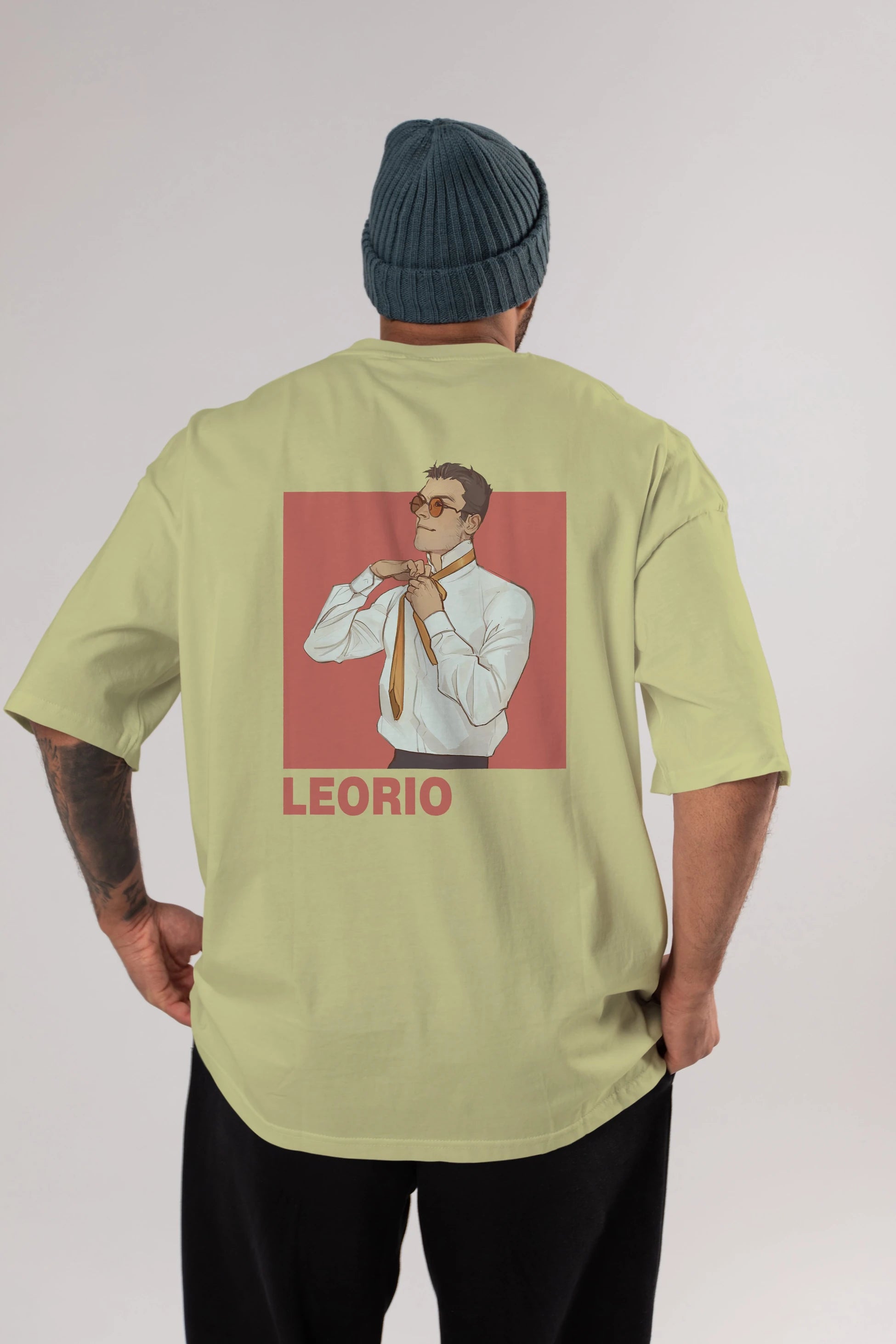 Leorio Paladiknight 5 Anime Arka Baskılı Oversize t-shirt Erkek Kadın Unisex