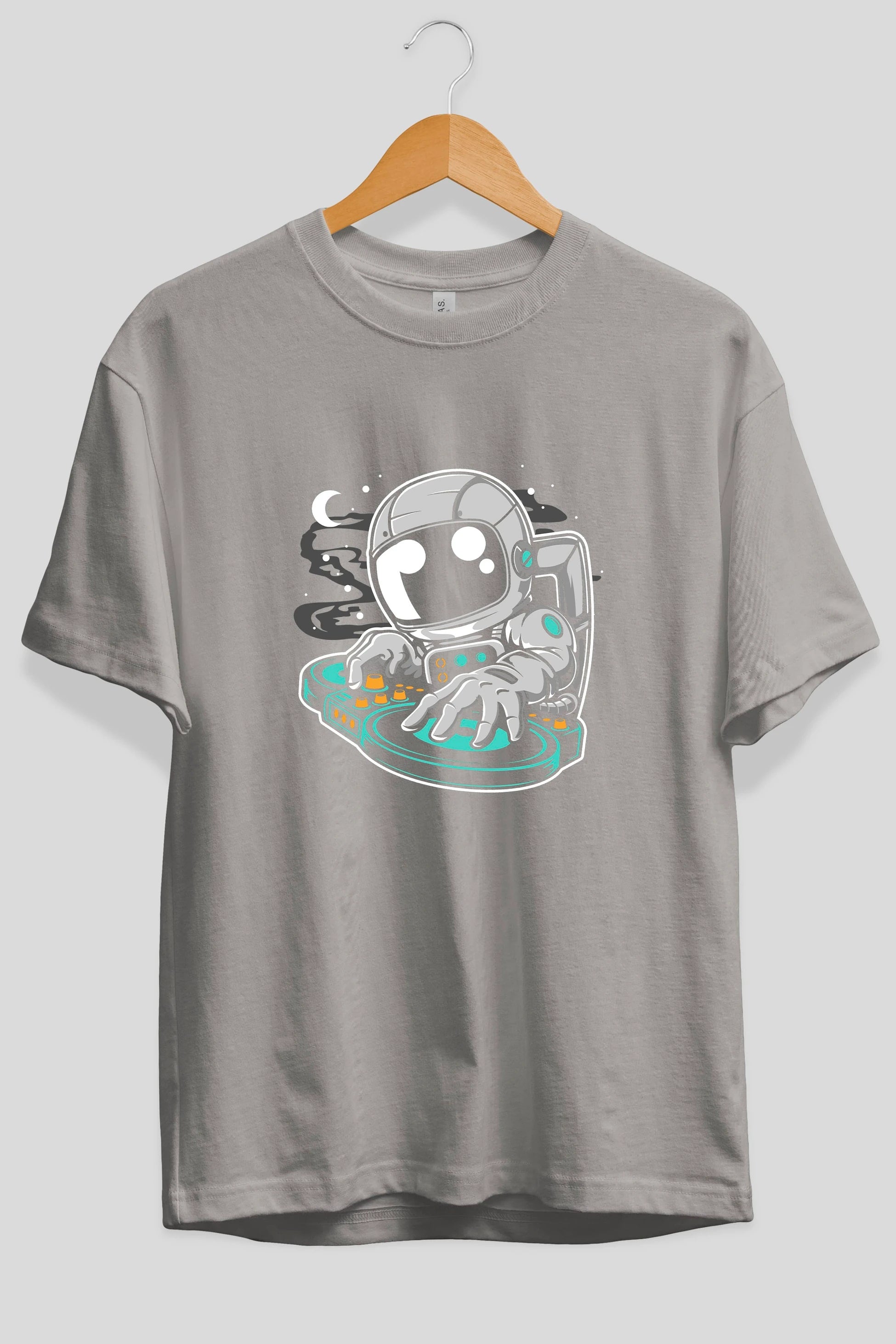 Astronaut DJ Ön Baskılı Oversize t-shirt Erkek Kadın Unisex