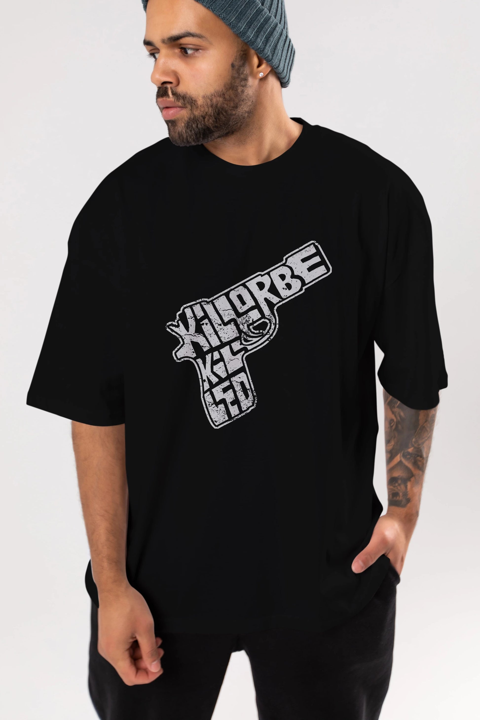 Kill Or Be Killed Ön Baskılı Oversize t-shirt %100 pamuk Erkek Kadın Unisex