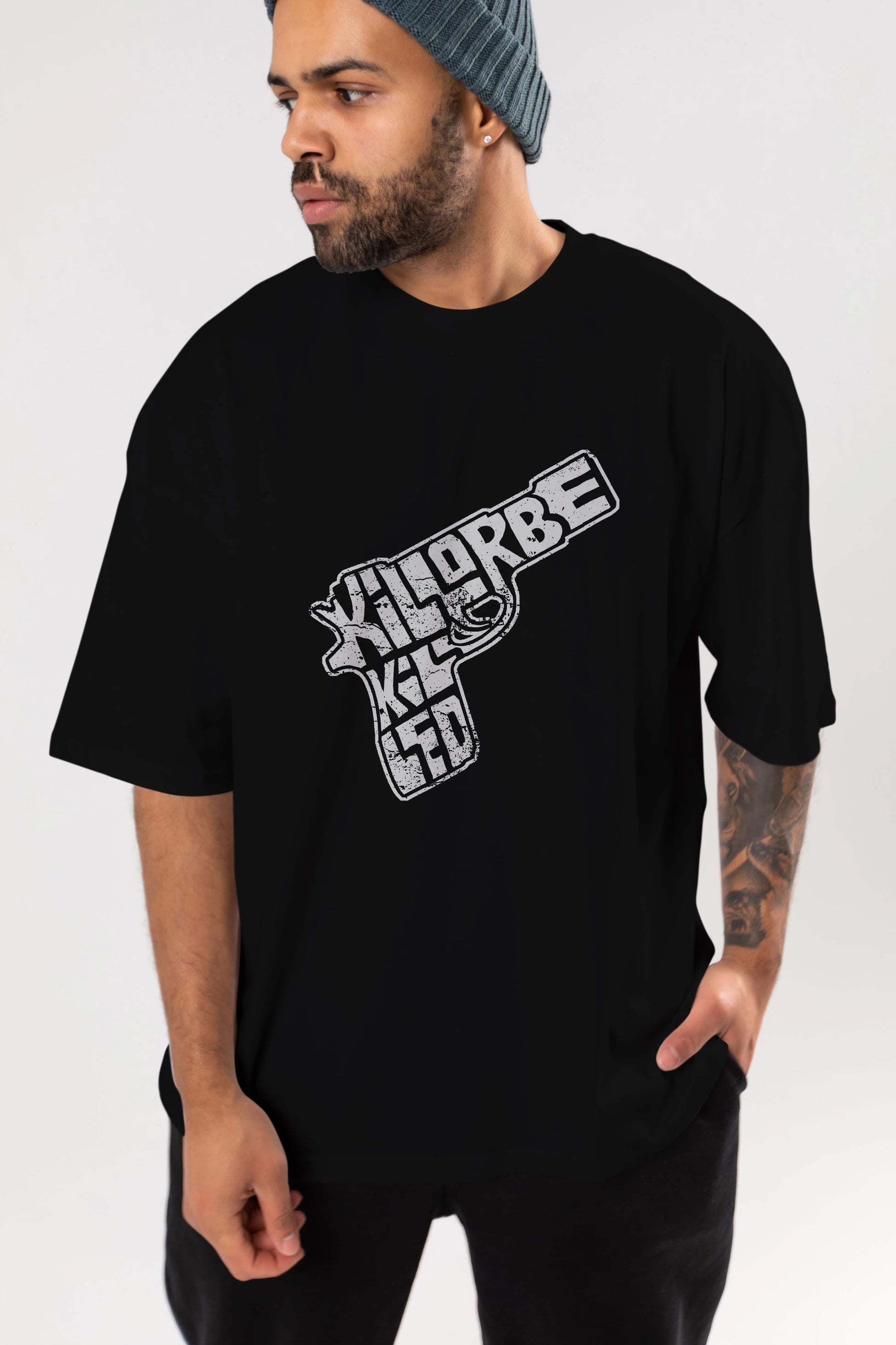 Kill Or Be Killed Ön Baskılı Oversize t-shirt %100 pamuk Erkek Kadın Unisex