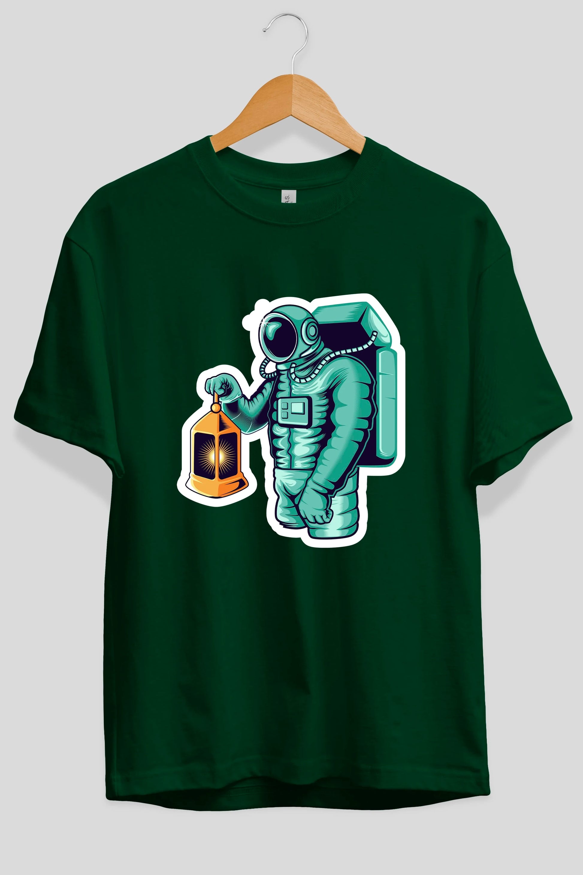 Astronaut Lantern Sticker Ön Baskılı Oversize t-shirt Erkek Kadın Unisex