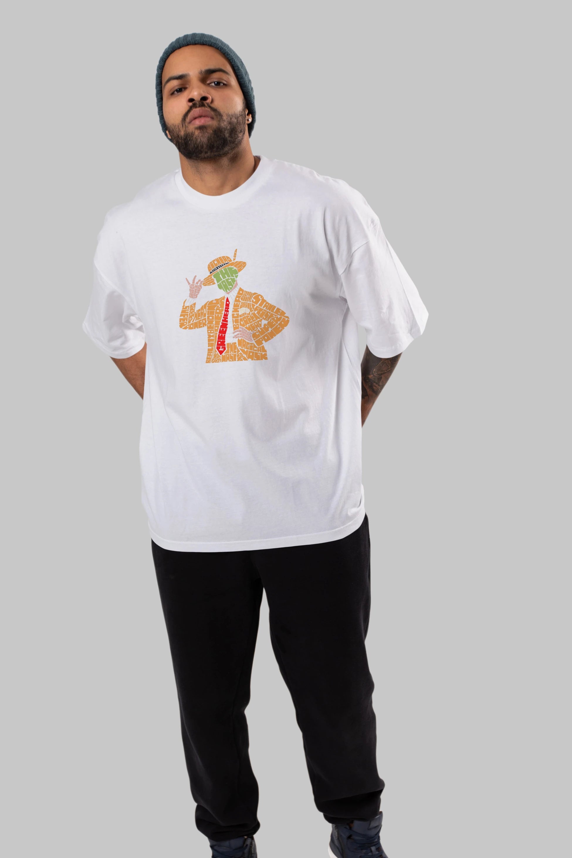 The Mask Ön Baskılı Oversize t-shirt %100 pamuk Erkek Kadın Unisex