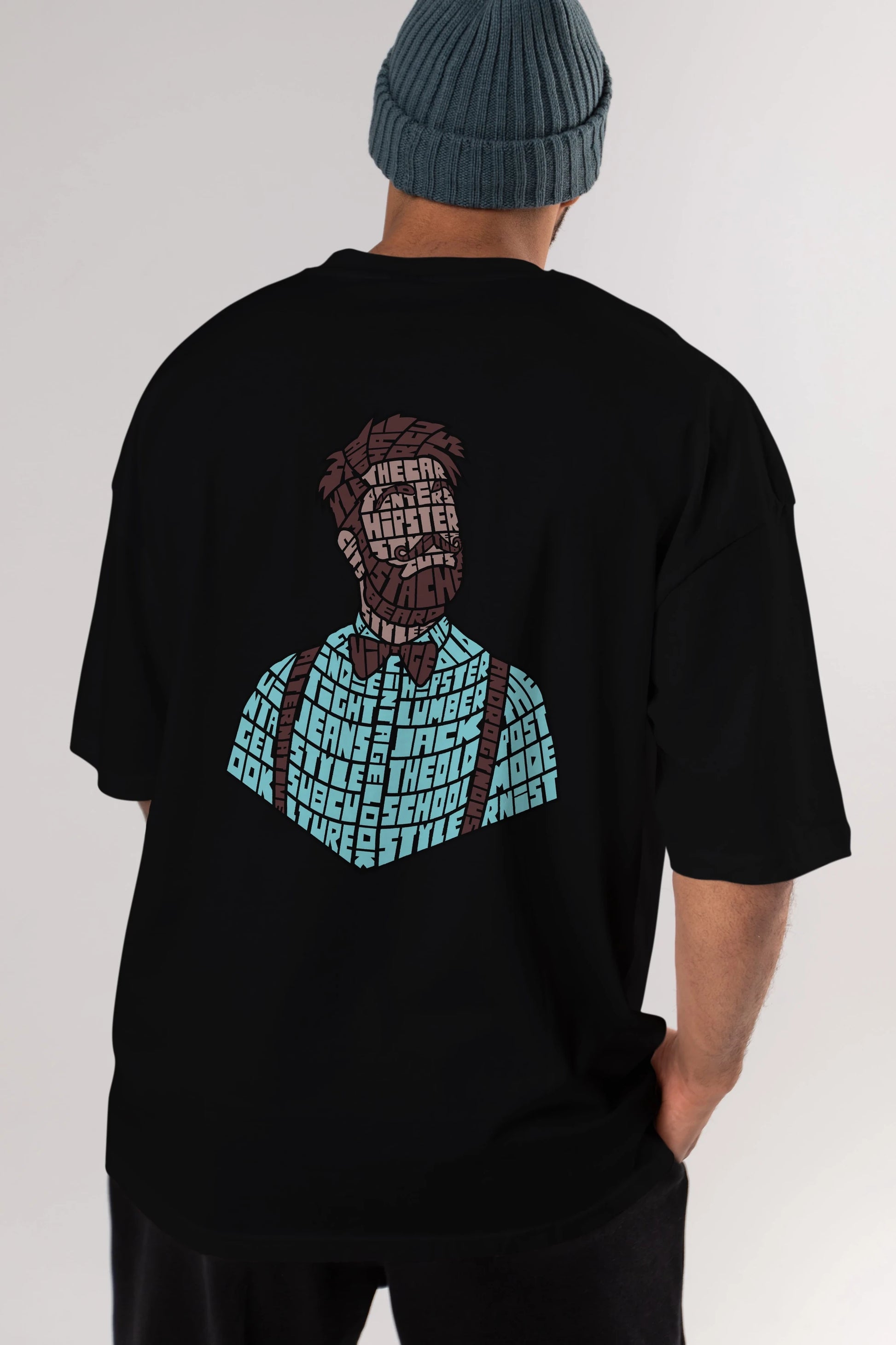 Hipster (2) Arka Baskılı Oversize t-shirt %100 pamuk Erkek Kadın Unisex