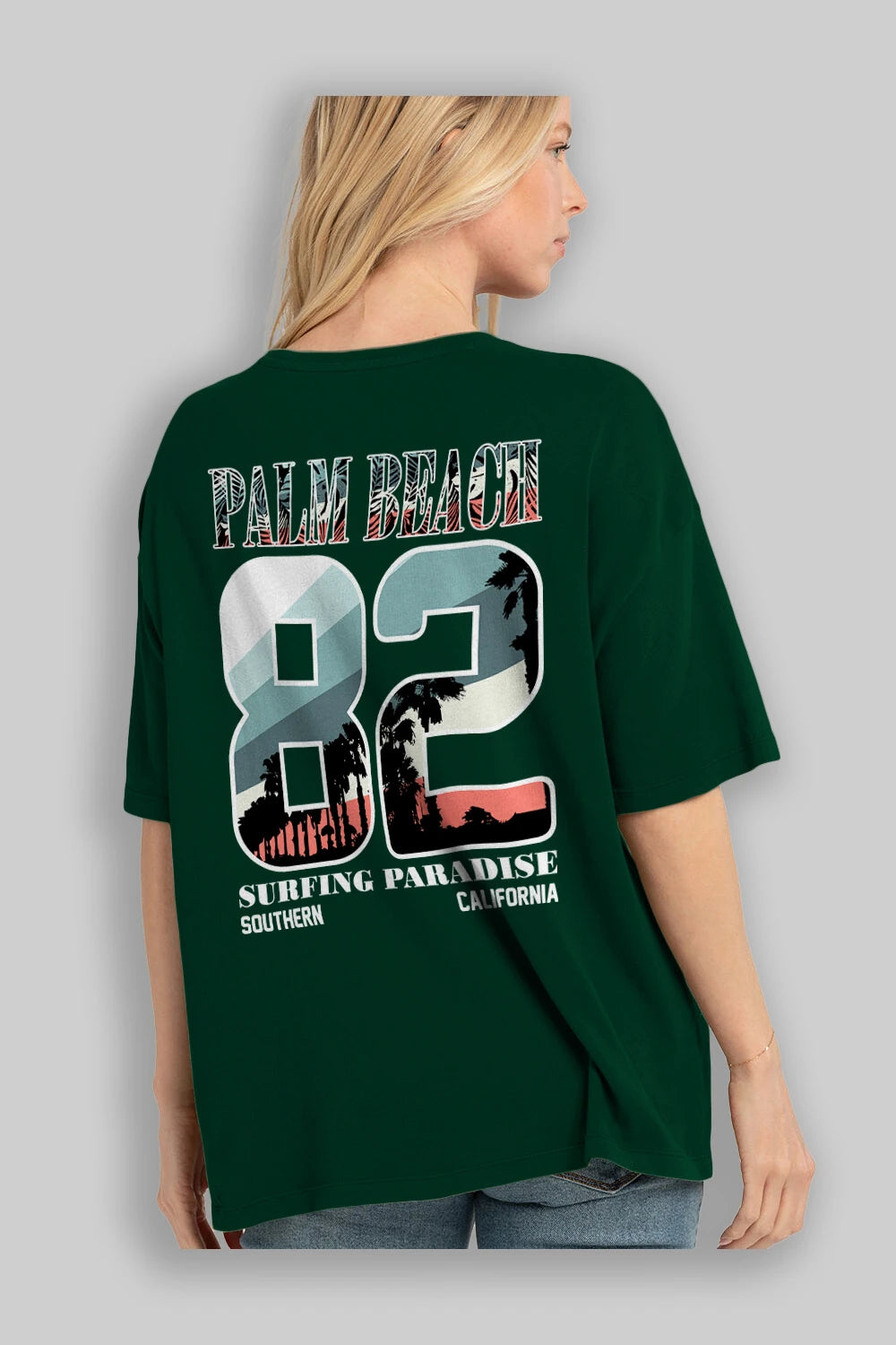Palm Beach 82 Arka Baskılı Oversize t-shirt Erkek Kadın Unisex