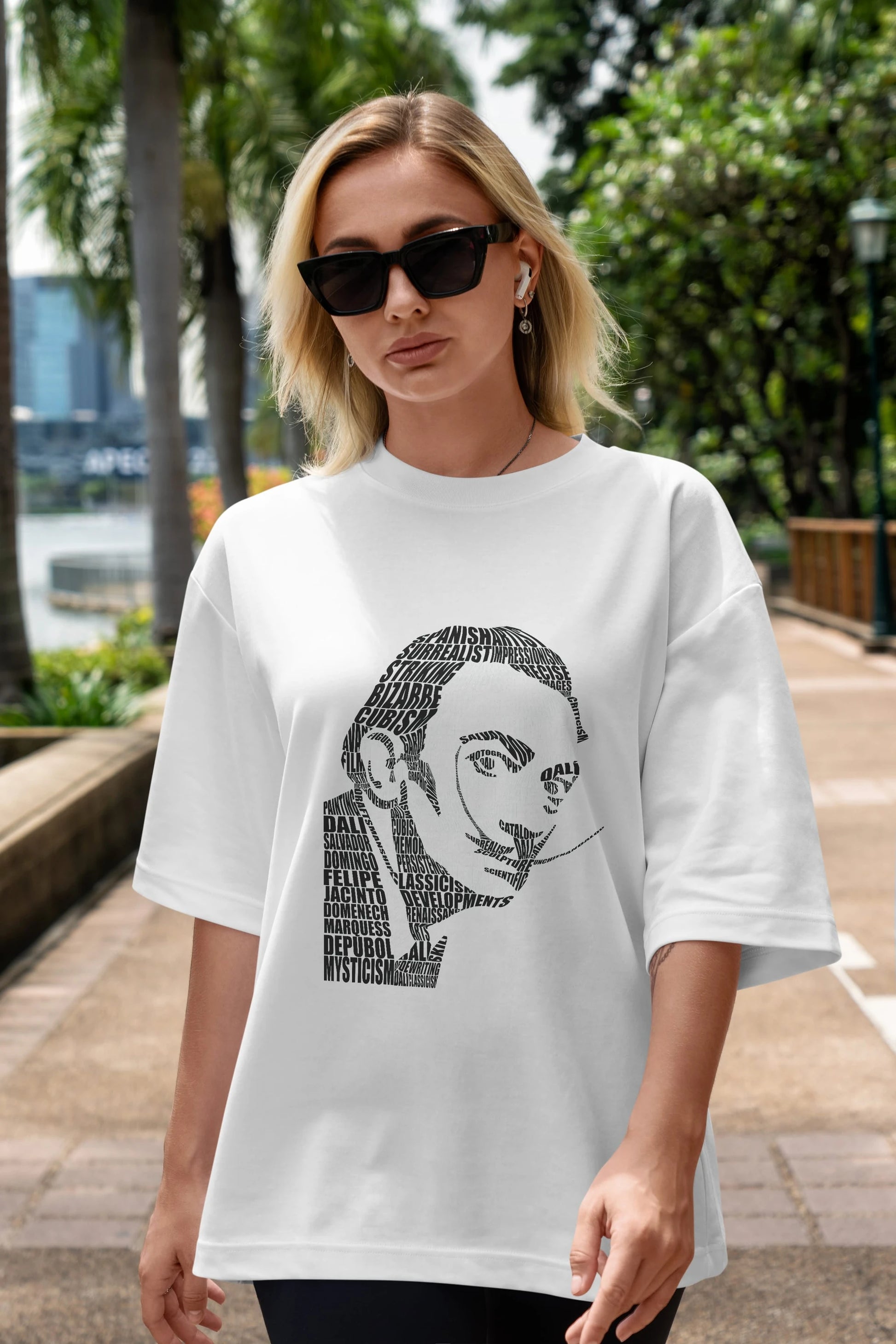 Salvador Dali Calligram Ön Baskılı Oversize t-shirt %100 pamuk Erkek Kadın Unisex