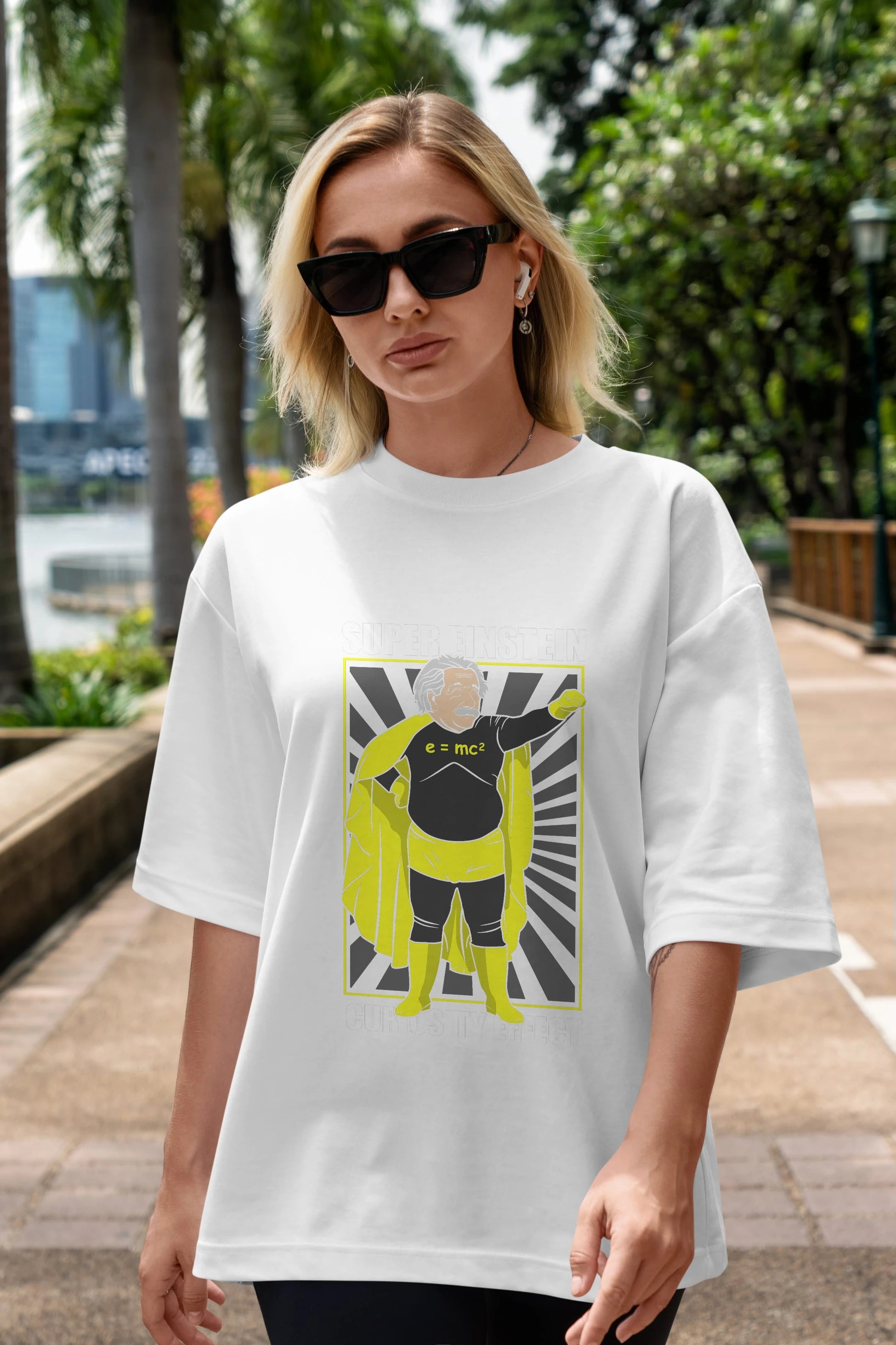 Super Einsten Ön Baskılı Oversize t-shirt Erkek Kadın Unisex %100 Pamuk tişort
