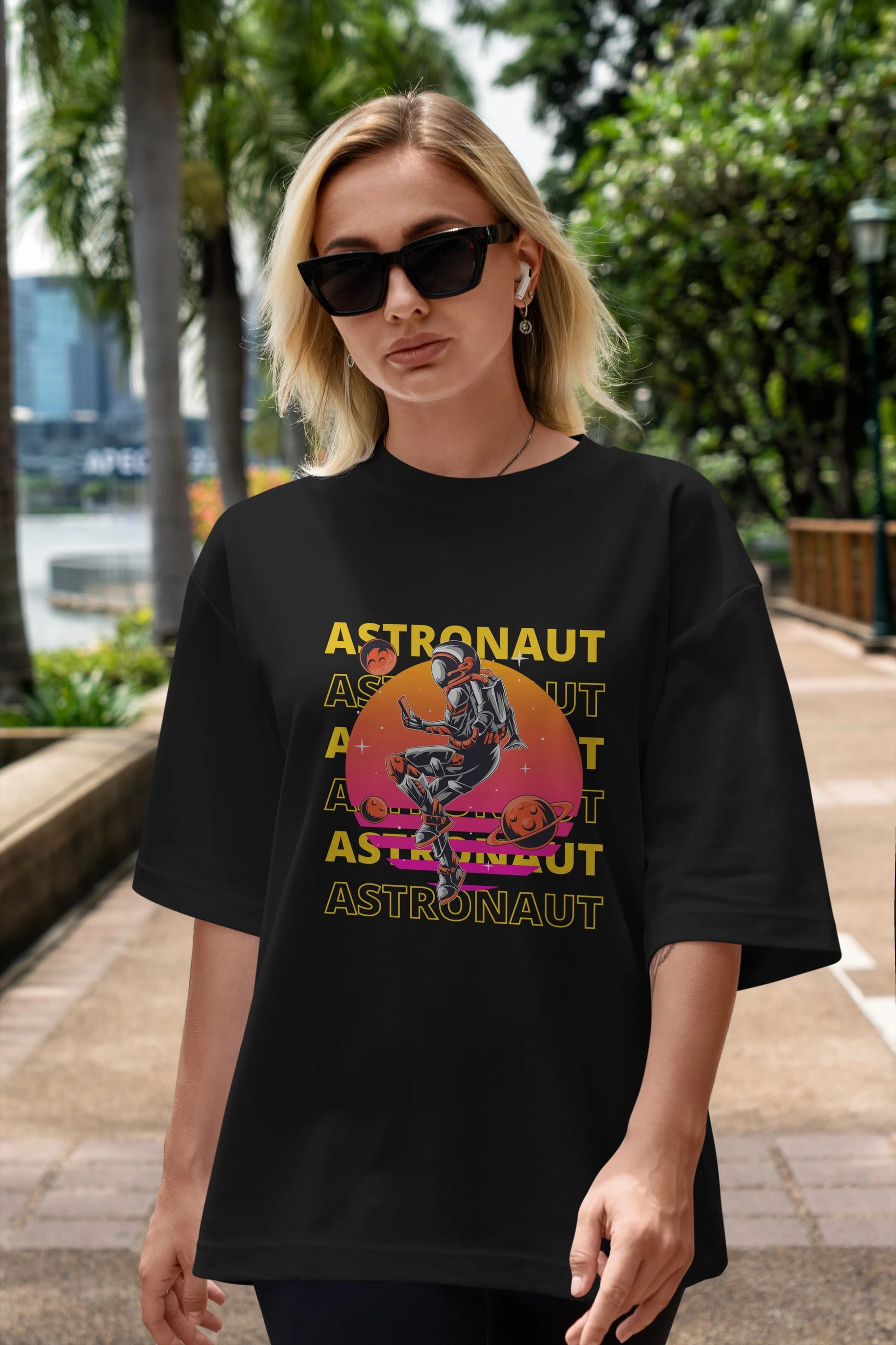 Astronaut Streetwear 2 Ön Baskılı Oversize t-shirt Erkek Kadın Unisex
