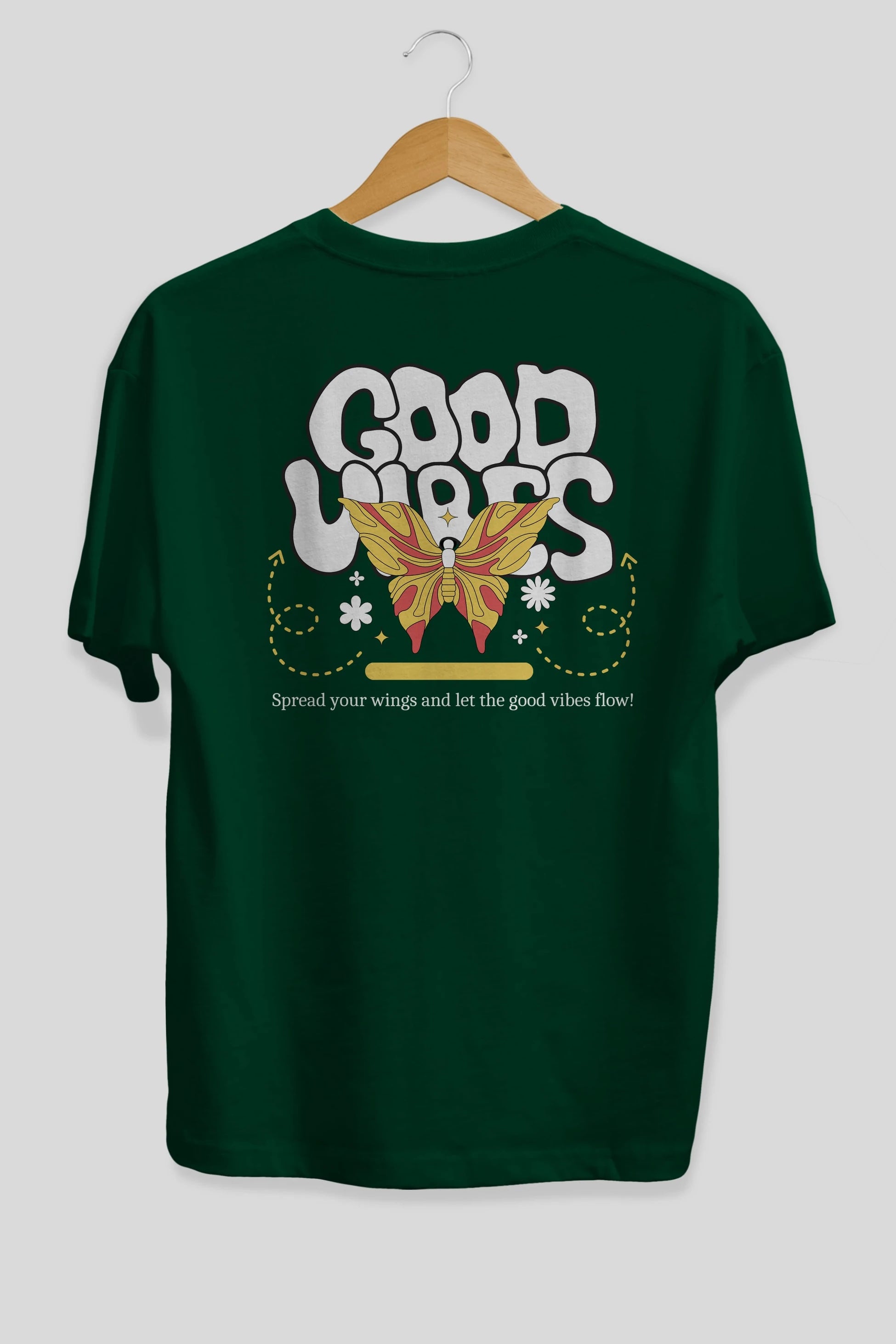 Good Vibes Yazılı 4 Arka Baskılı Oversize t-shirt Erkek Kadın Unisex