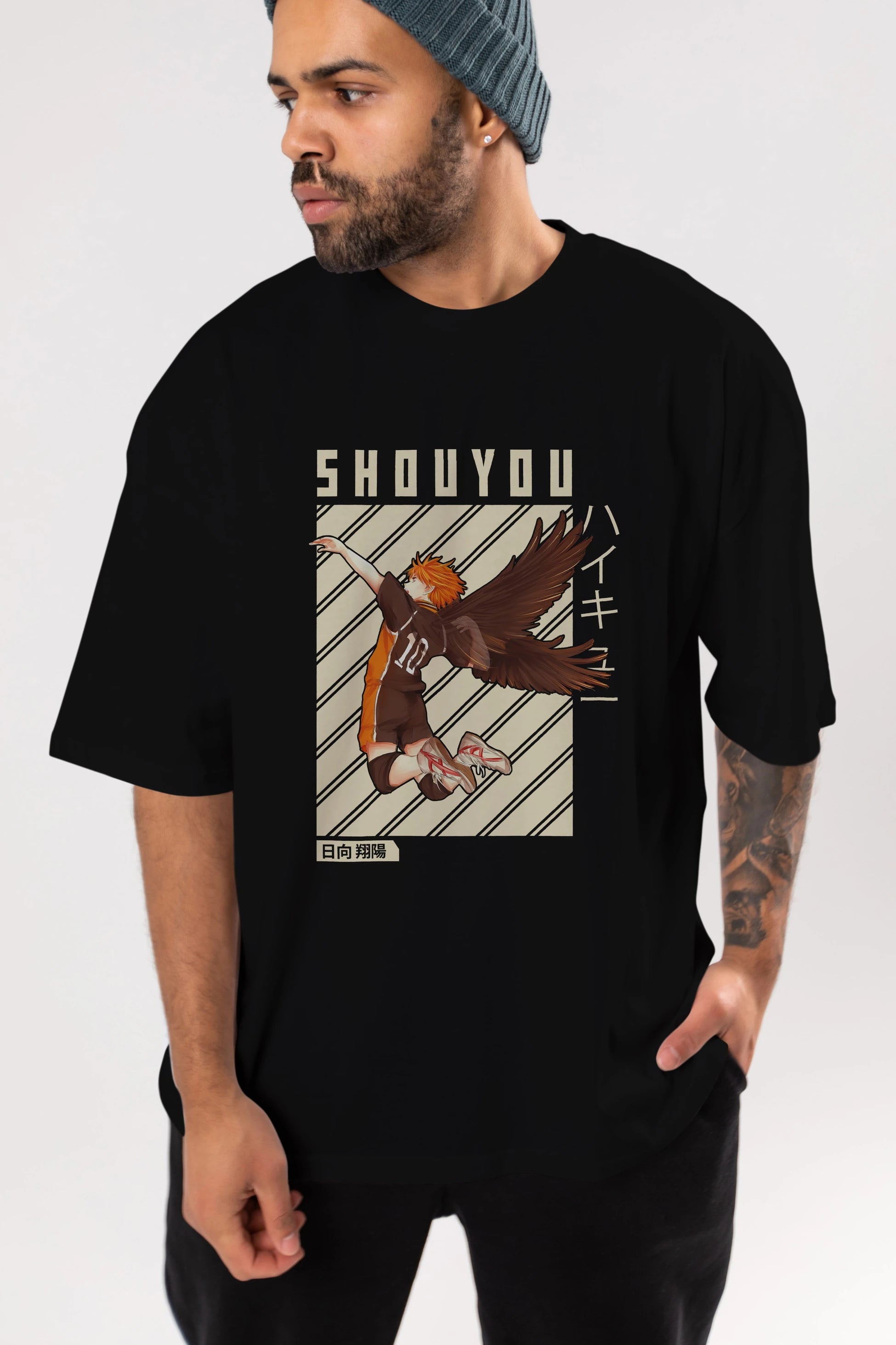Shouyou Hinata 3 Anime Ön Baskılı Oversize t-shirt %100 pamuk Erkek Kadın Unisex