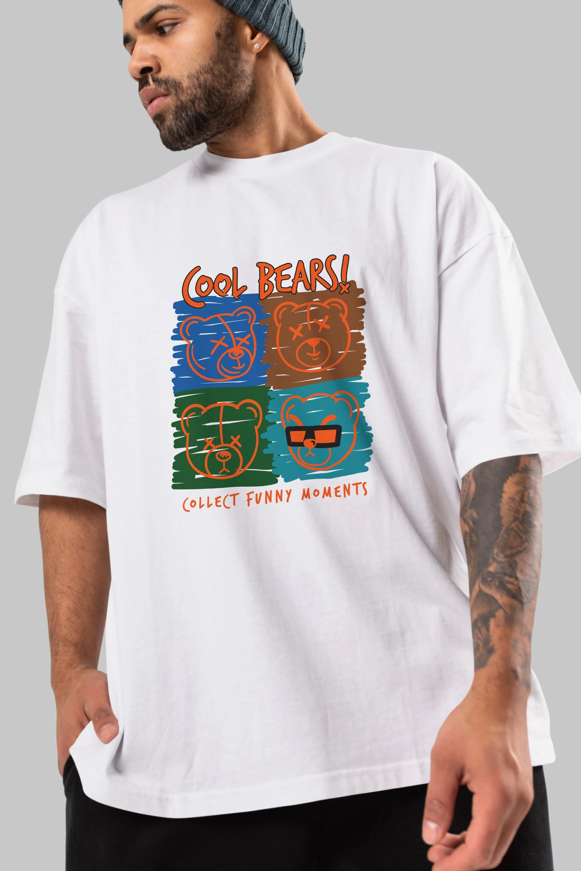Cool Bears Ön Baskılı Oversize t-shirt Erkek Kadın Unisex
