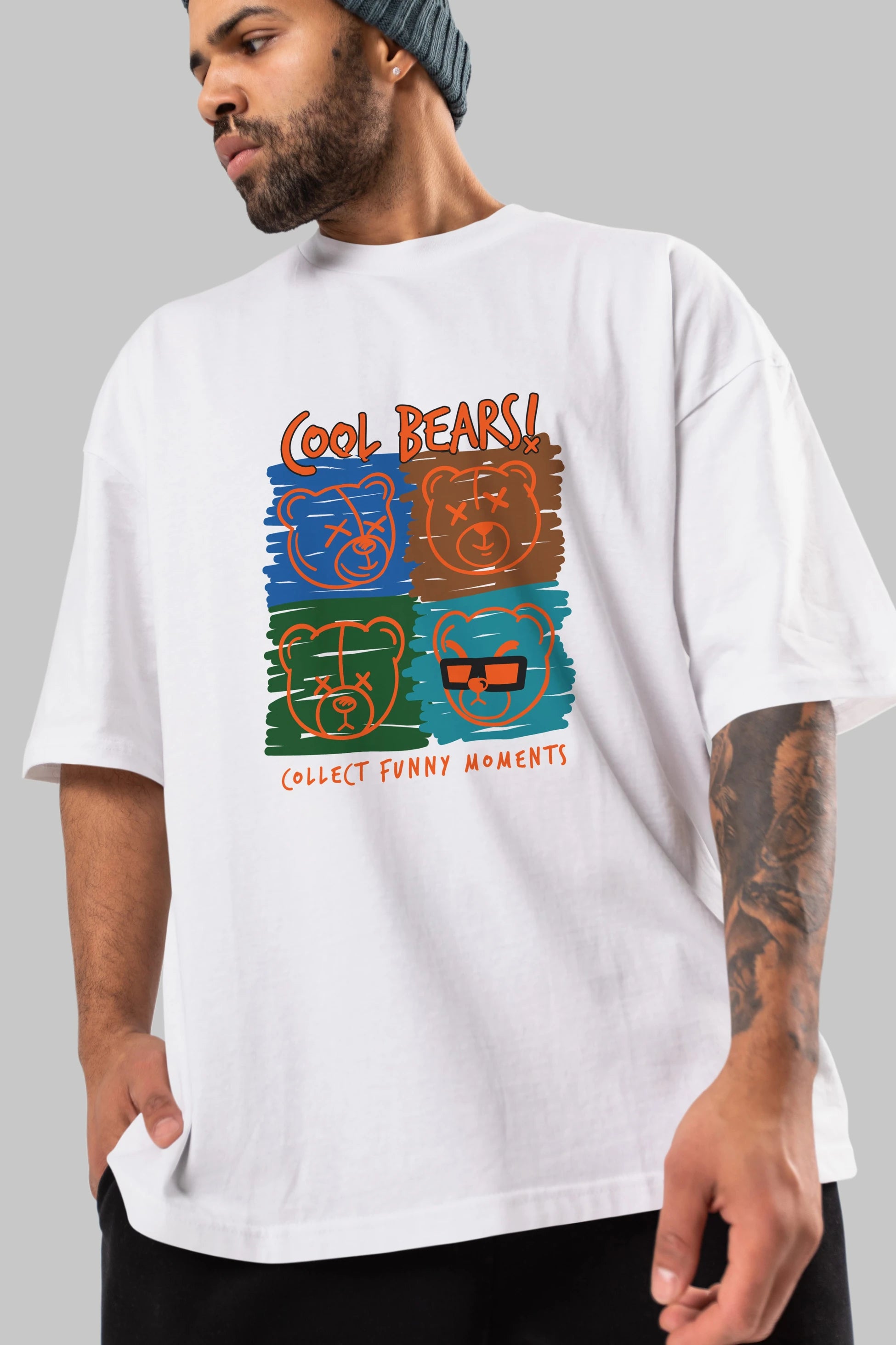 Cool Bears Ön Baskılı Oversize t-shirt Erkek Kadın Unisex