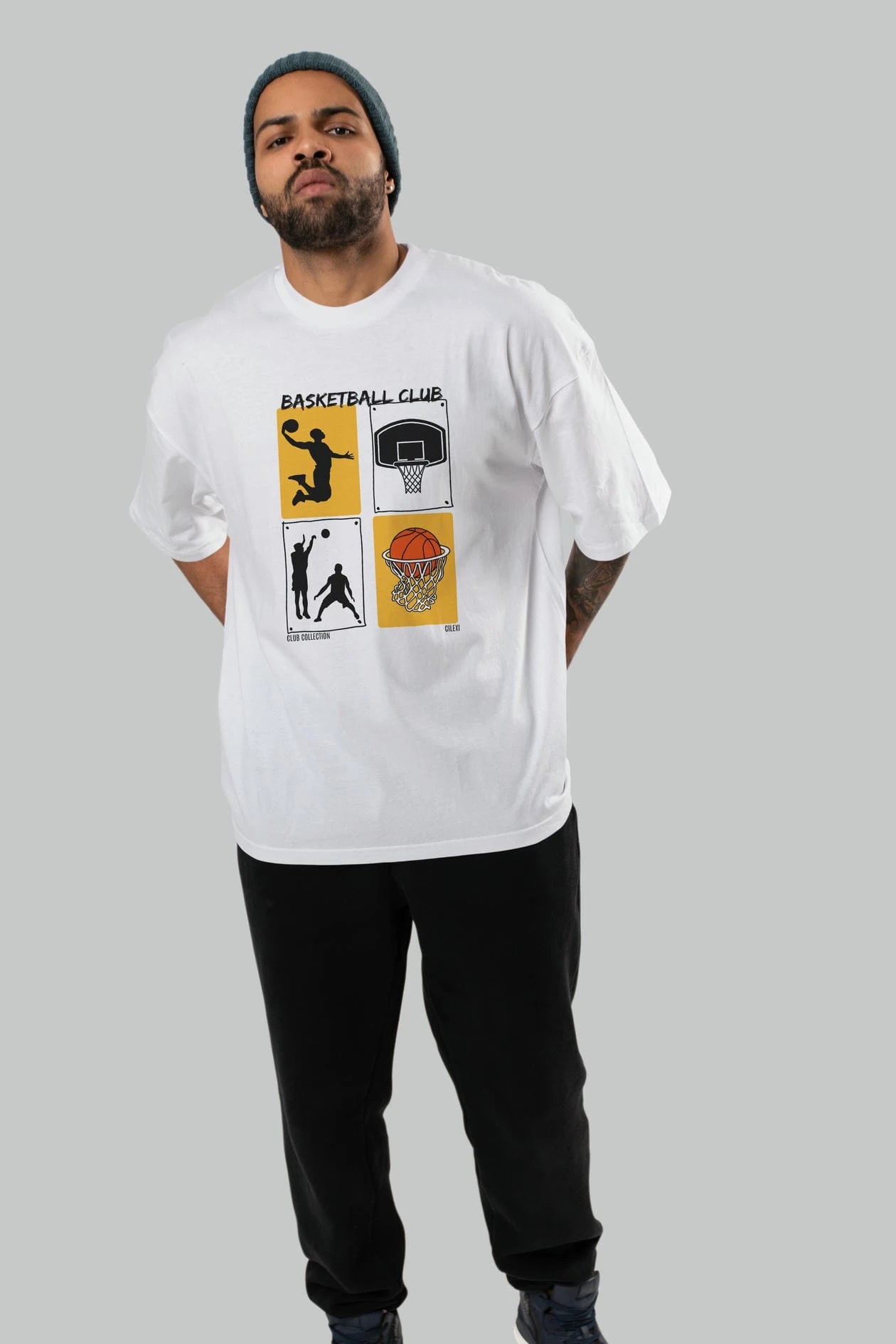 Basketball Club ön Baskılı Oversize t-shirt Erkek Kadın %100 Pamuk Bisiklet Yaka tişort