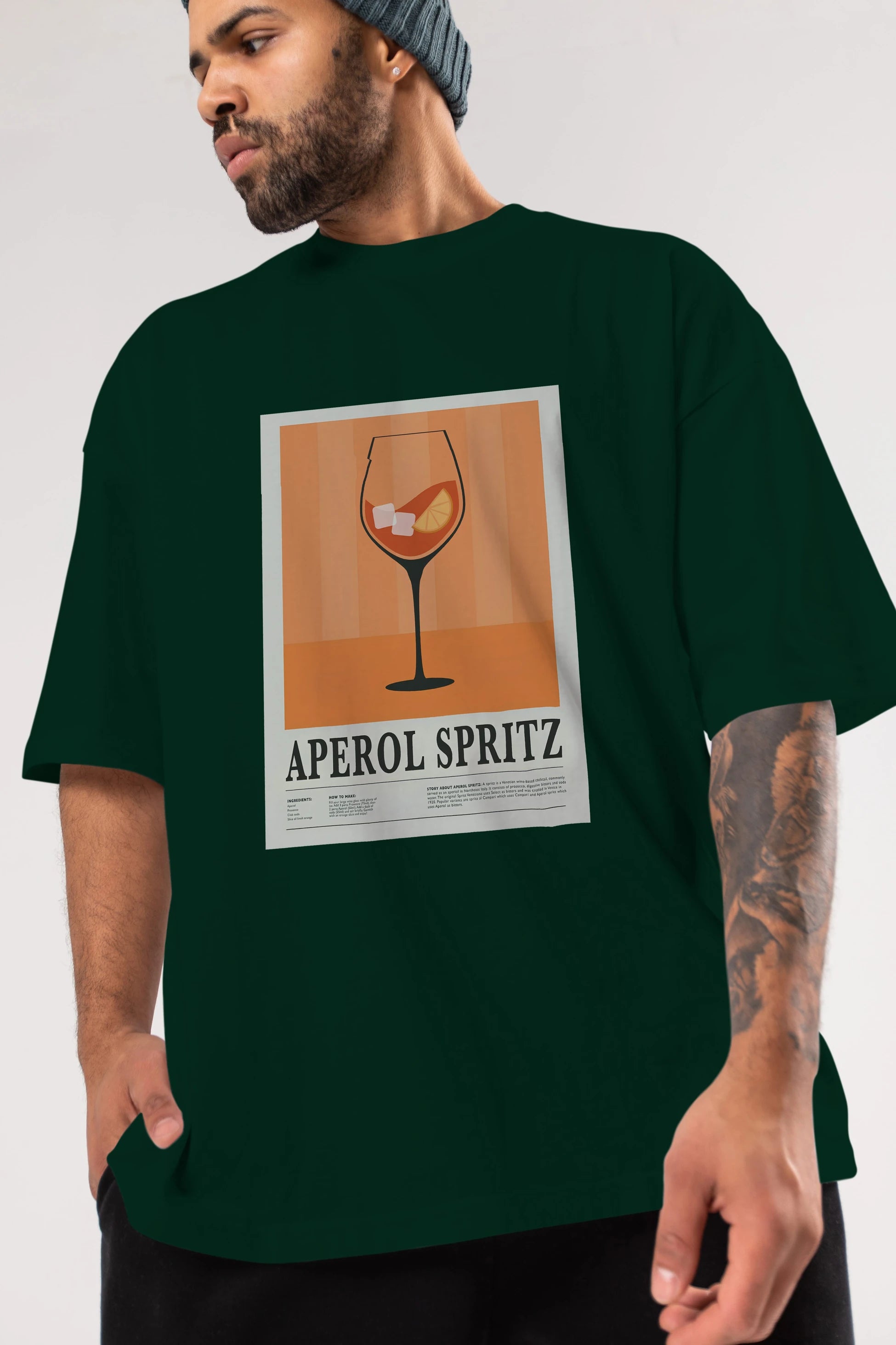 Aperol Spritz 8 Ön Baskılı Oversize t-shirt Erkek Kadın Unisex %100 Pamuk Bisiklet Yaka tişort