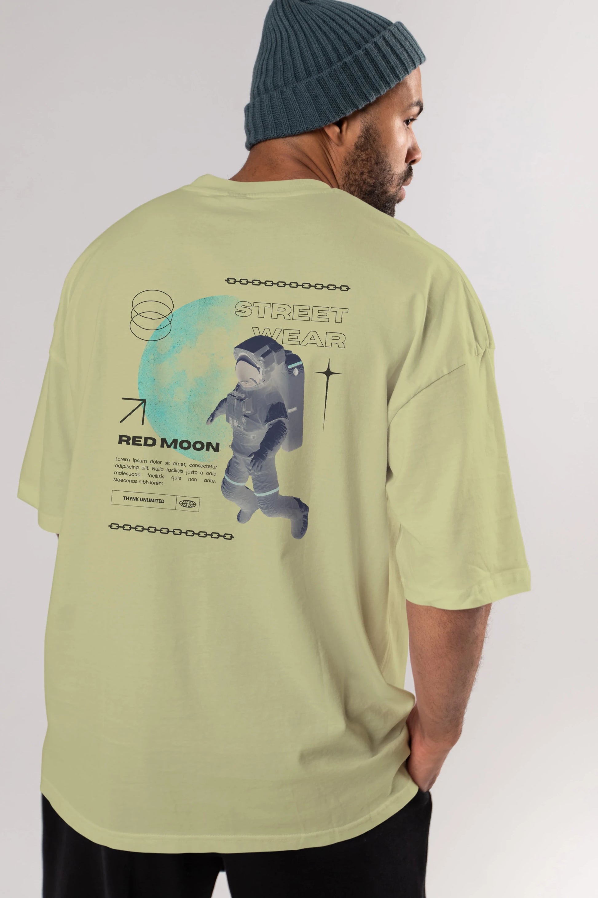 Red Moon Streetwear Arka Baskılı Oversize t-shirt Erkek Kadın Unisex