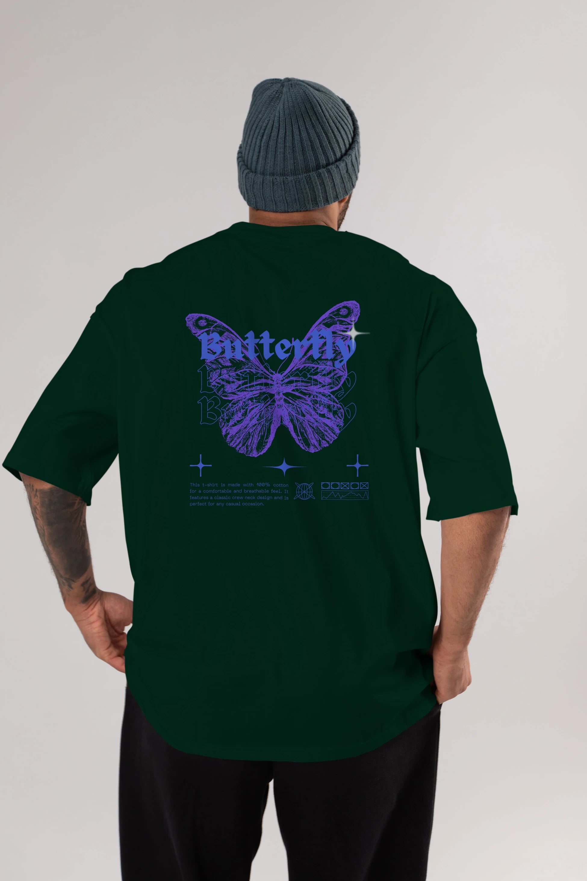 Butterfly Streetwear Arka Baskılı Oversize t-shirt Erkek Kadın Unisex